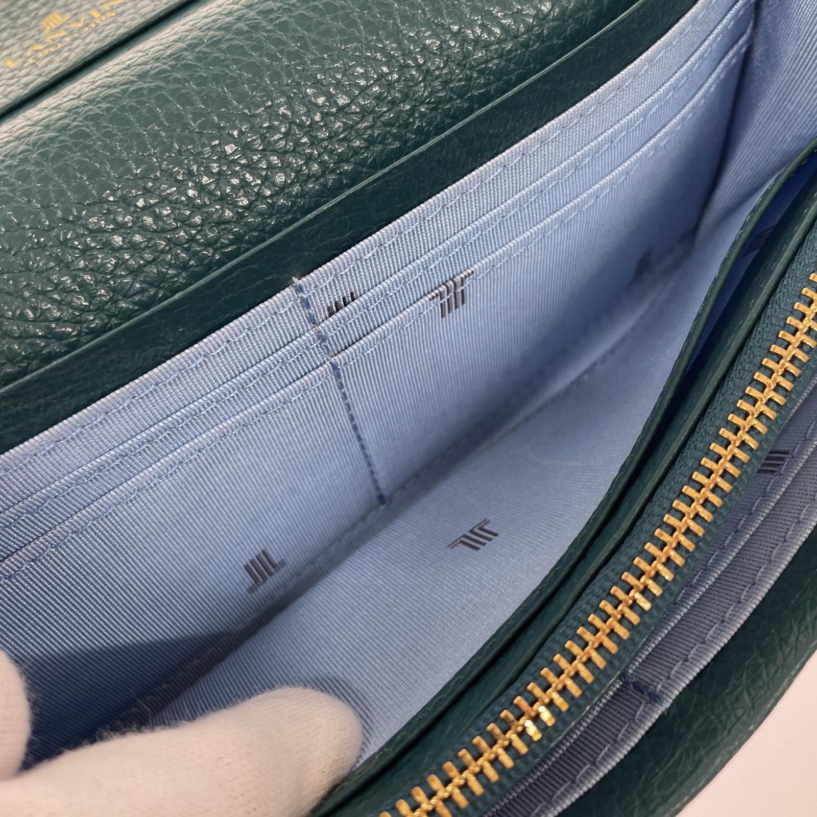 長財布 レザー 青緑 グリーン