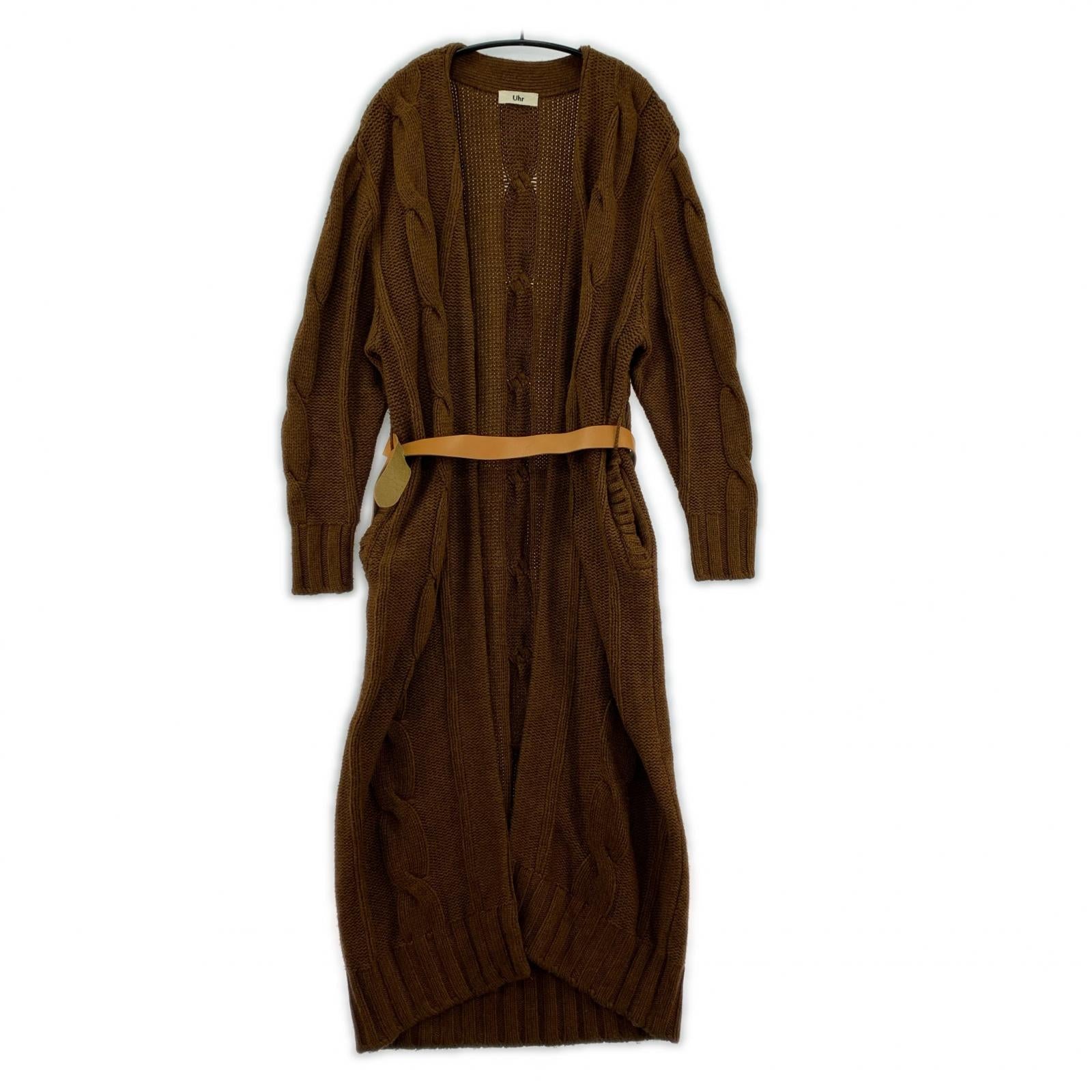 その他アウター Uhr/19AW/BIG CABLE LONG GOWN/ブラウン