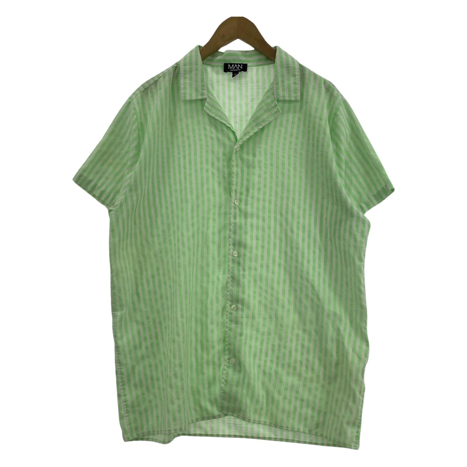 その他トップス boohoo MAN S/S ストライプシャツ グリーン