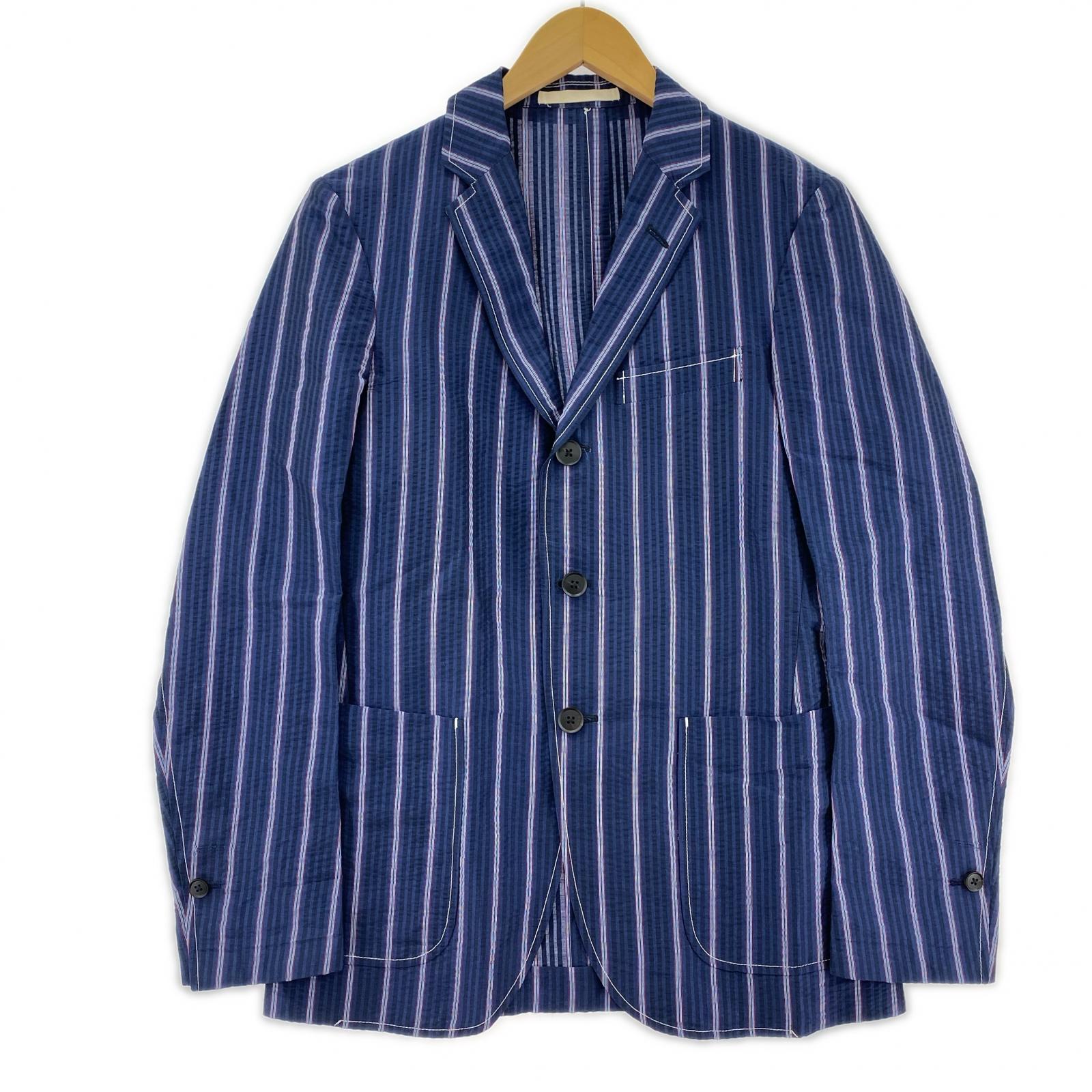 その他アウター FRANKLIN TAILORED シアサッカー ストライプ テーラードジャケット 1 ネイビー