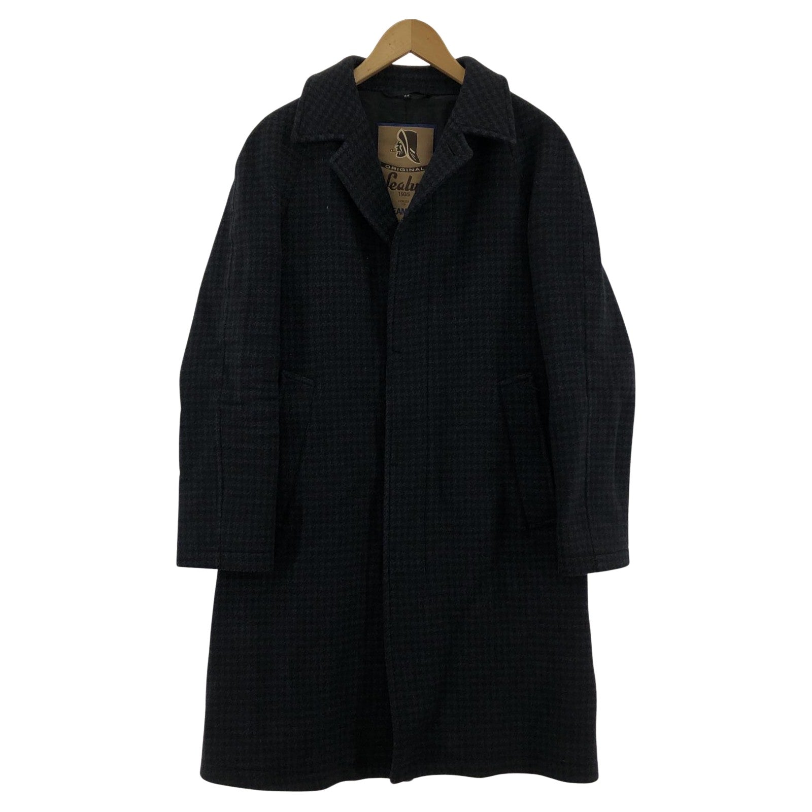 その他アウター BEAMS F Sealup ハウンドトゥース バルカラーコート S ネイビー
