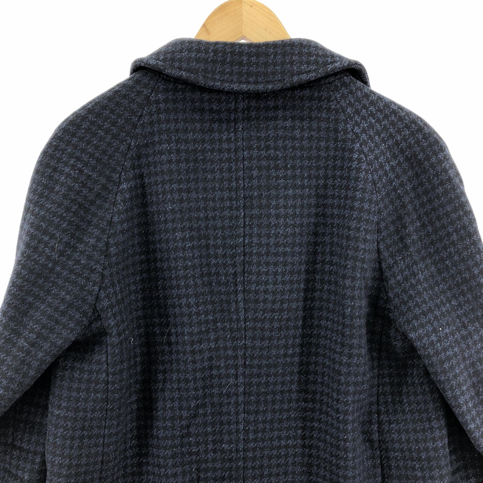 その他アウター BEAMS F Sealup ハウンドトゥース バルカラーコート S ネイビー