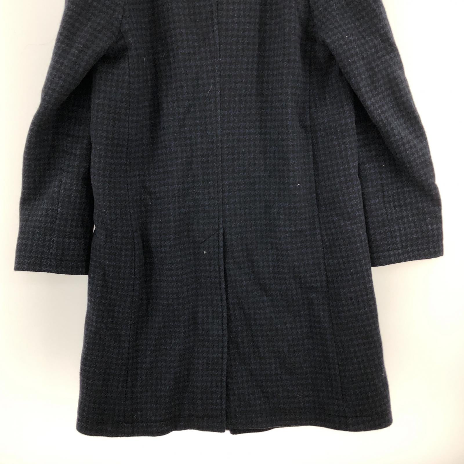 その他アウター BEAMS F Sealup ハウンドトゥース バルカラーコート S ネイビー