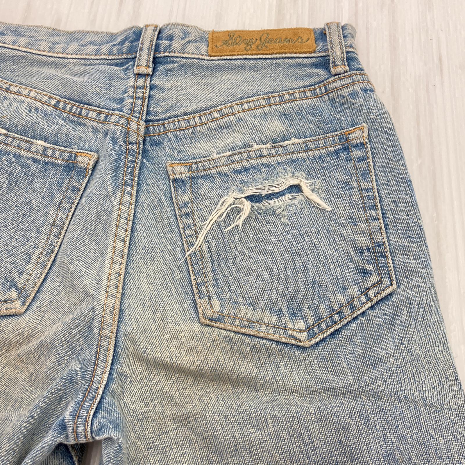 その他ボトムス SLY クラッシュデニムパンツ ブルー