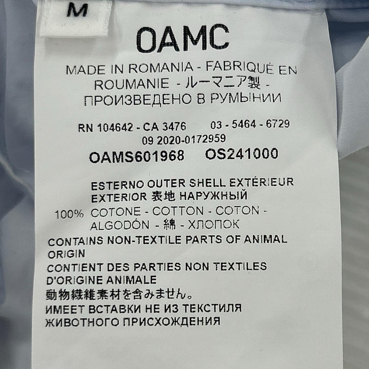 長袖シャツ OAMC 21SS STUDIO SHIRT スタジオシャ M