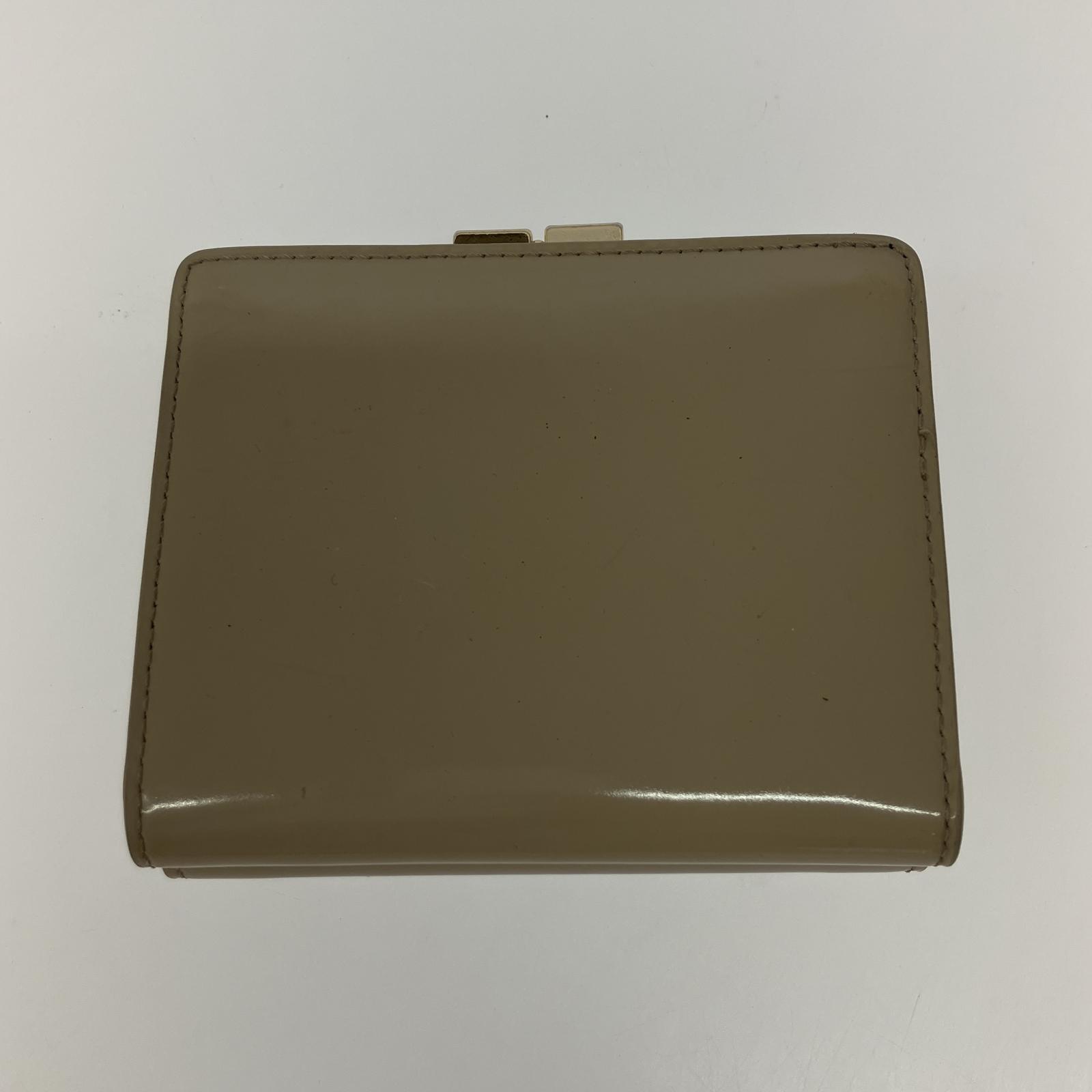 コインケース agnes b. スムースレザー がま口 三つ折り財布 ベージュ