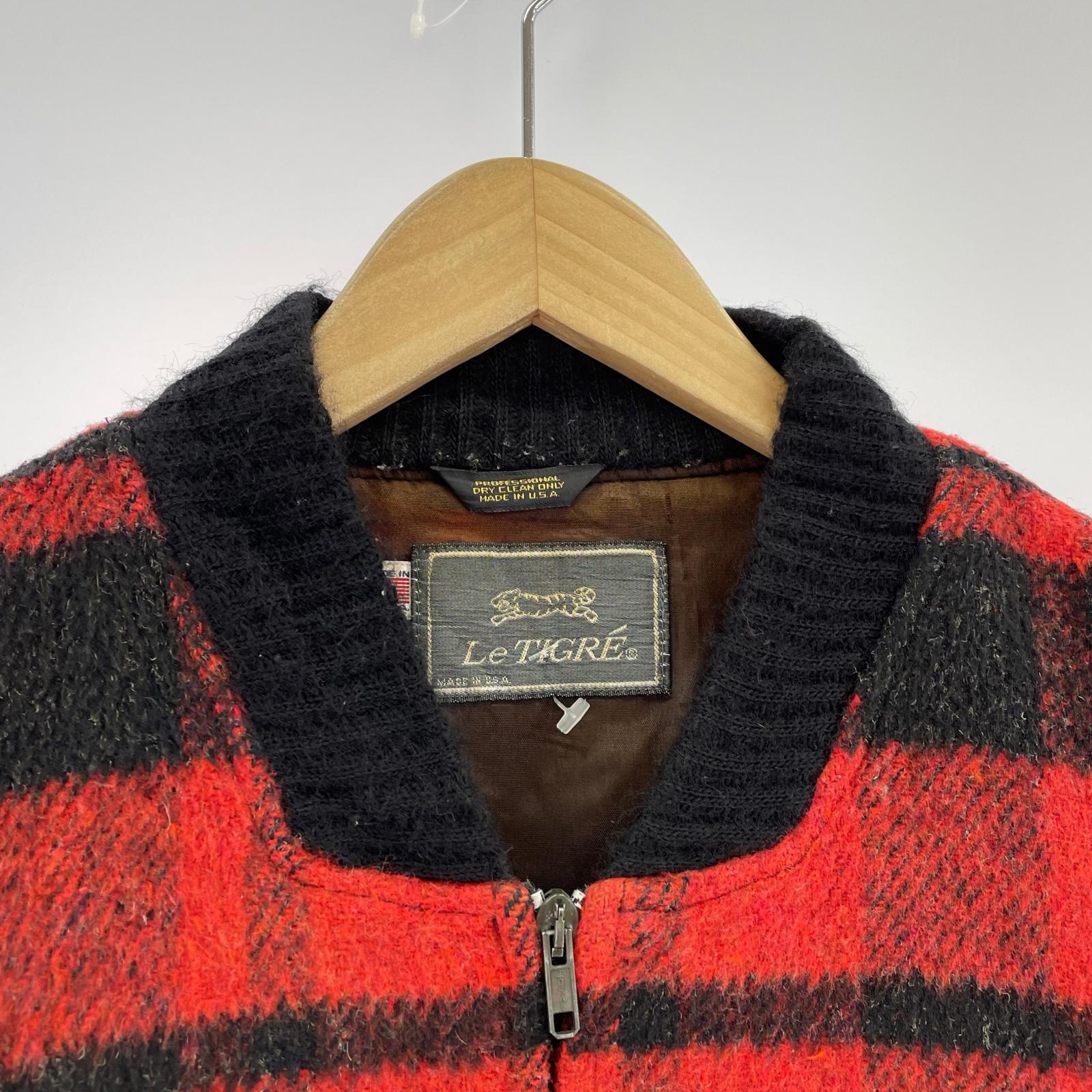 その他アウター 70s~ Le TIGER ウールチェックブルゾン 38 赤系
