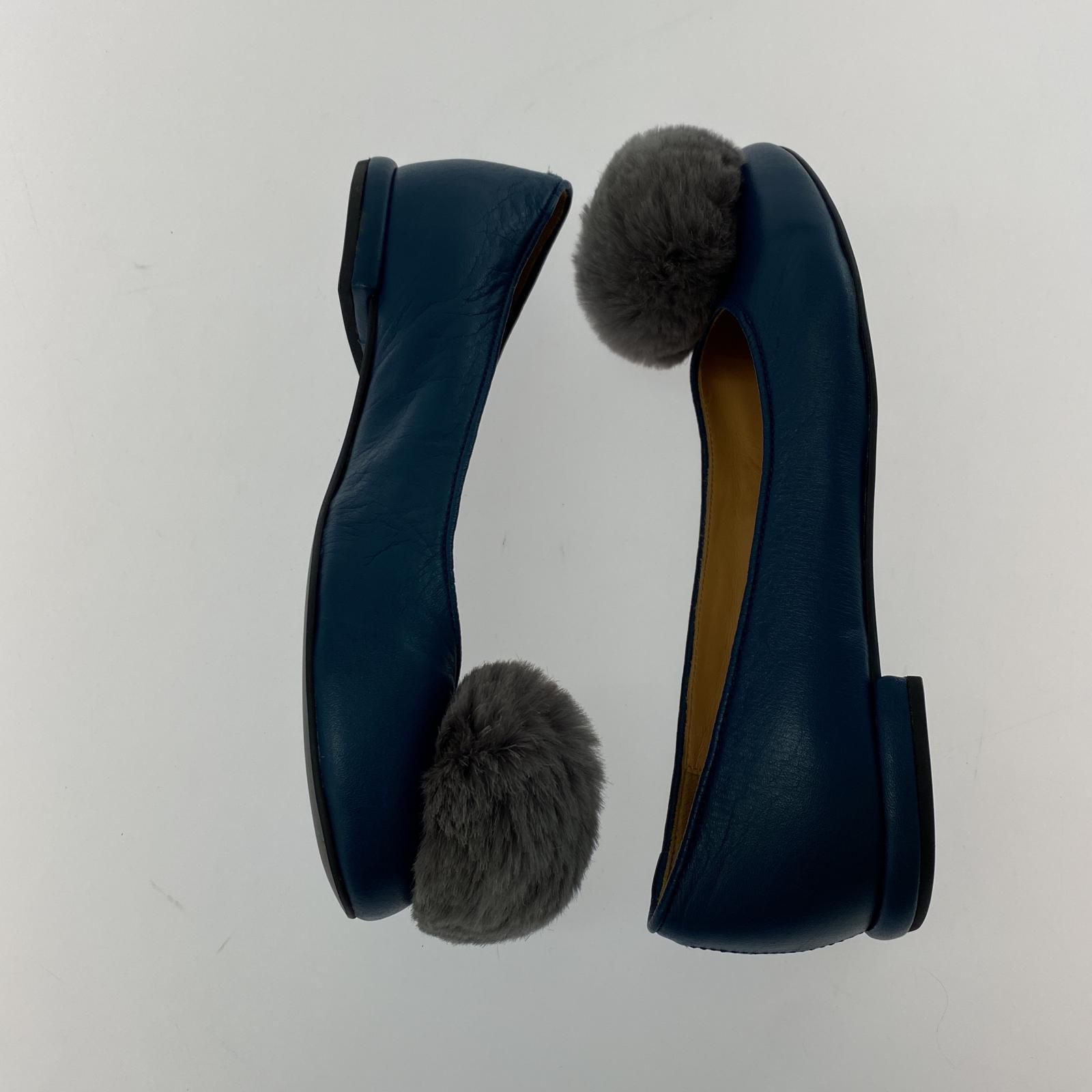 その他靴 UNDERCOVER 13AW ANATOMICOUTURE期 ラビットファー付牛革パンプス XXS ネイビー