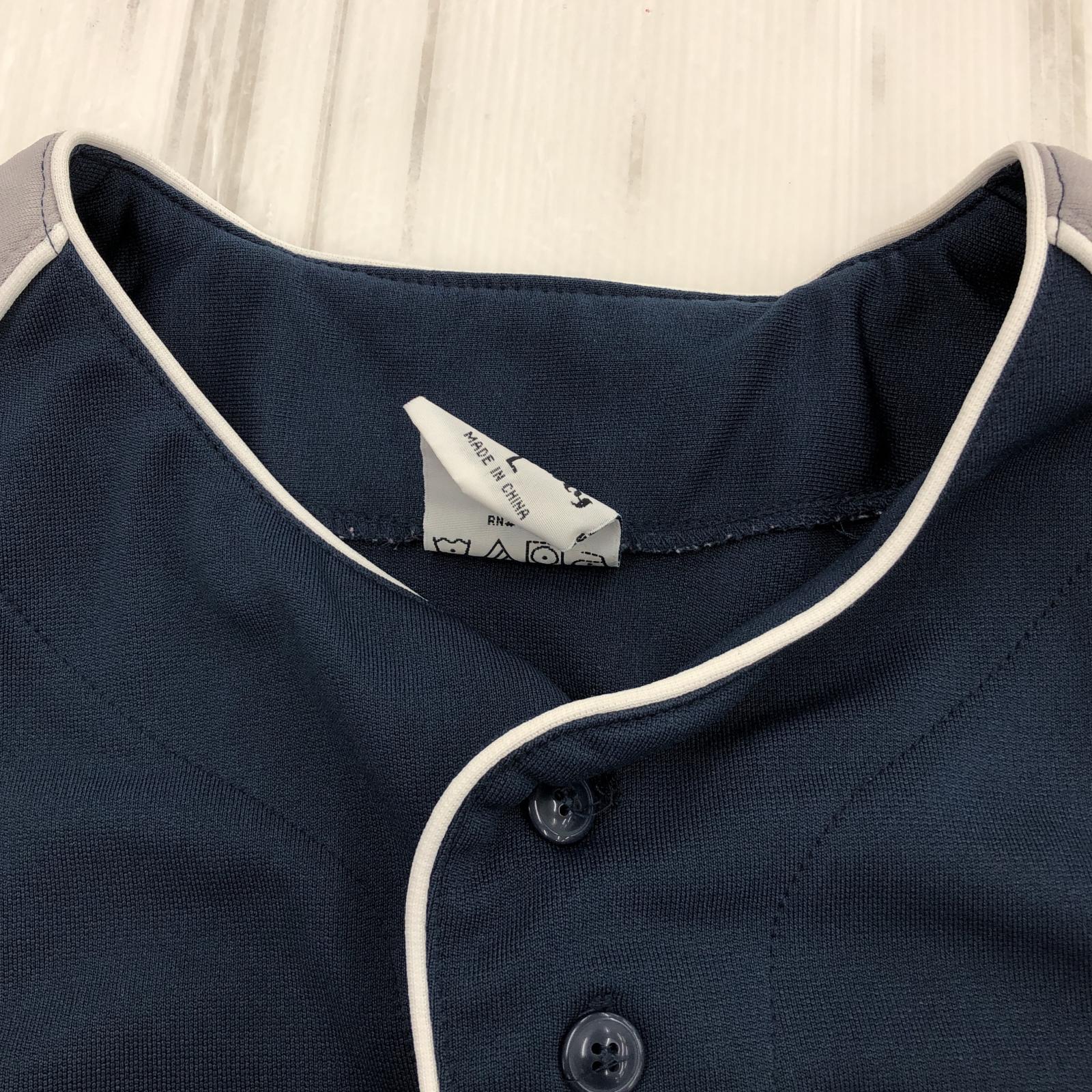 長袖シャツ YANKEES ベースボールシャツ (L) ネイビー L