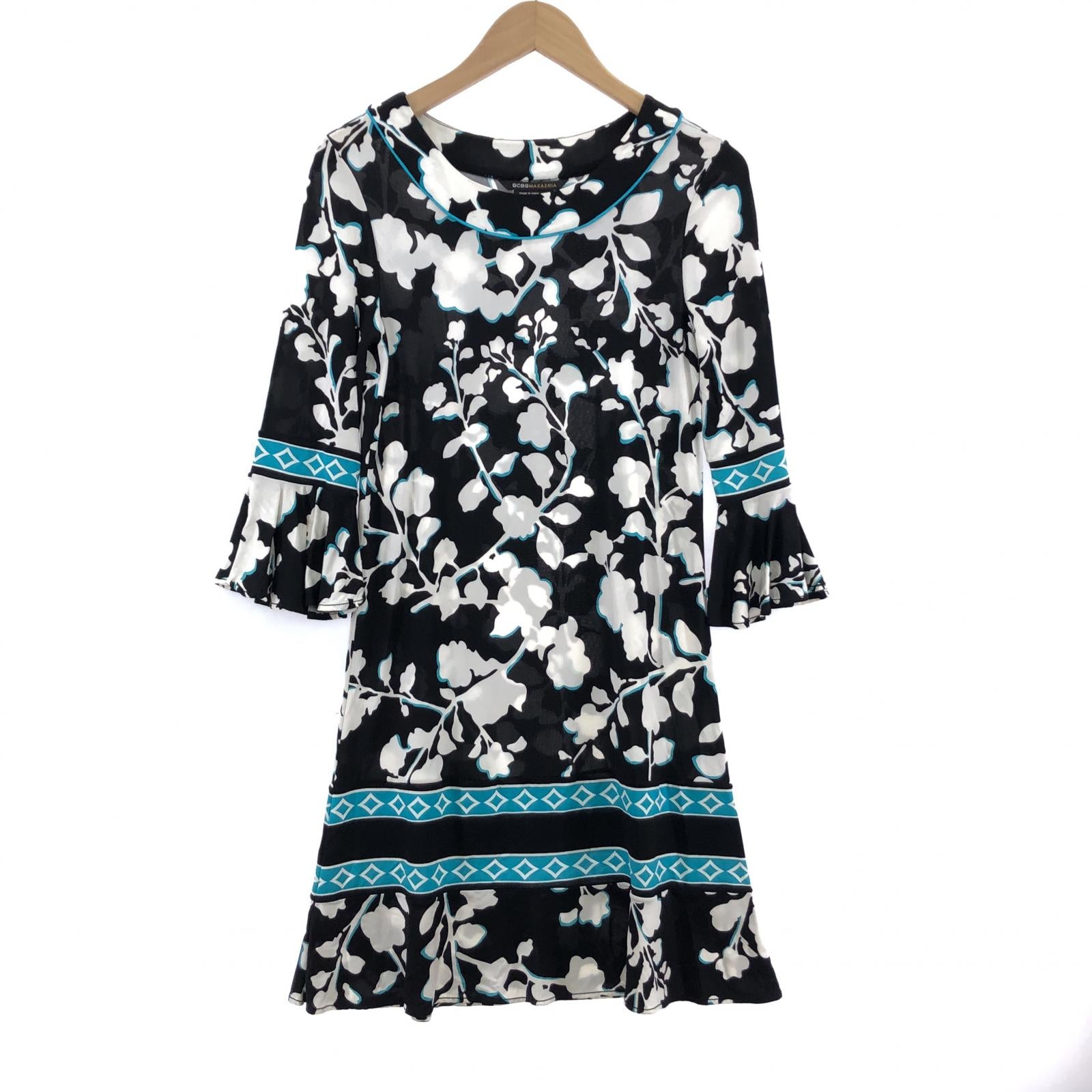ワンピース BCBGMAXAZRIA 花柄ワンピース XS ブラック