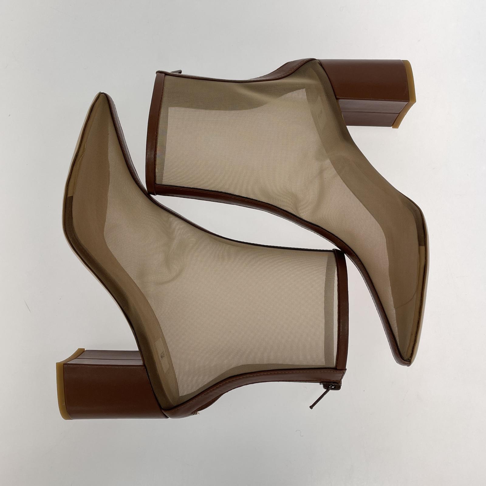 ブーツ ELIN TULLE SHORT BOOTS/シースルーブーツ 35(1/2) 11905-36-0201-2745 ブラウン