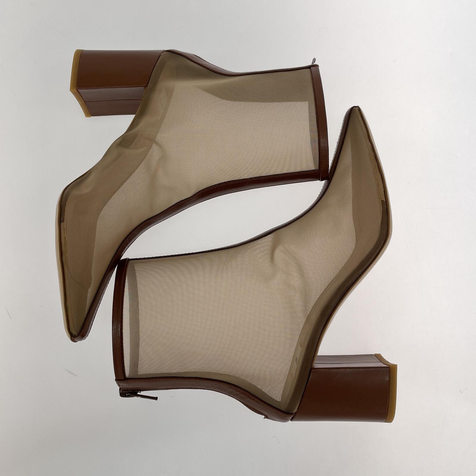ブーツ ELIN TULLE SHORT BOOTS/シースルーブーツ 35(1/2) 11905-36-0201-2745 ブラウン