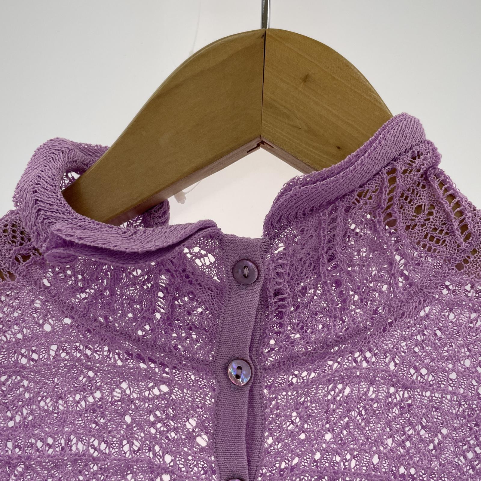 その他トップス AMERI L/S レースニットブラウス パープル F パープル