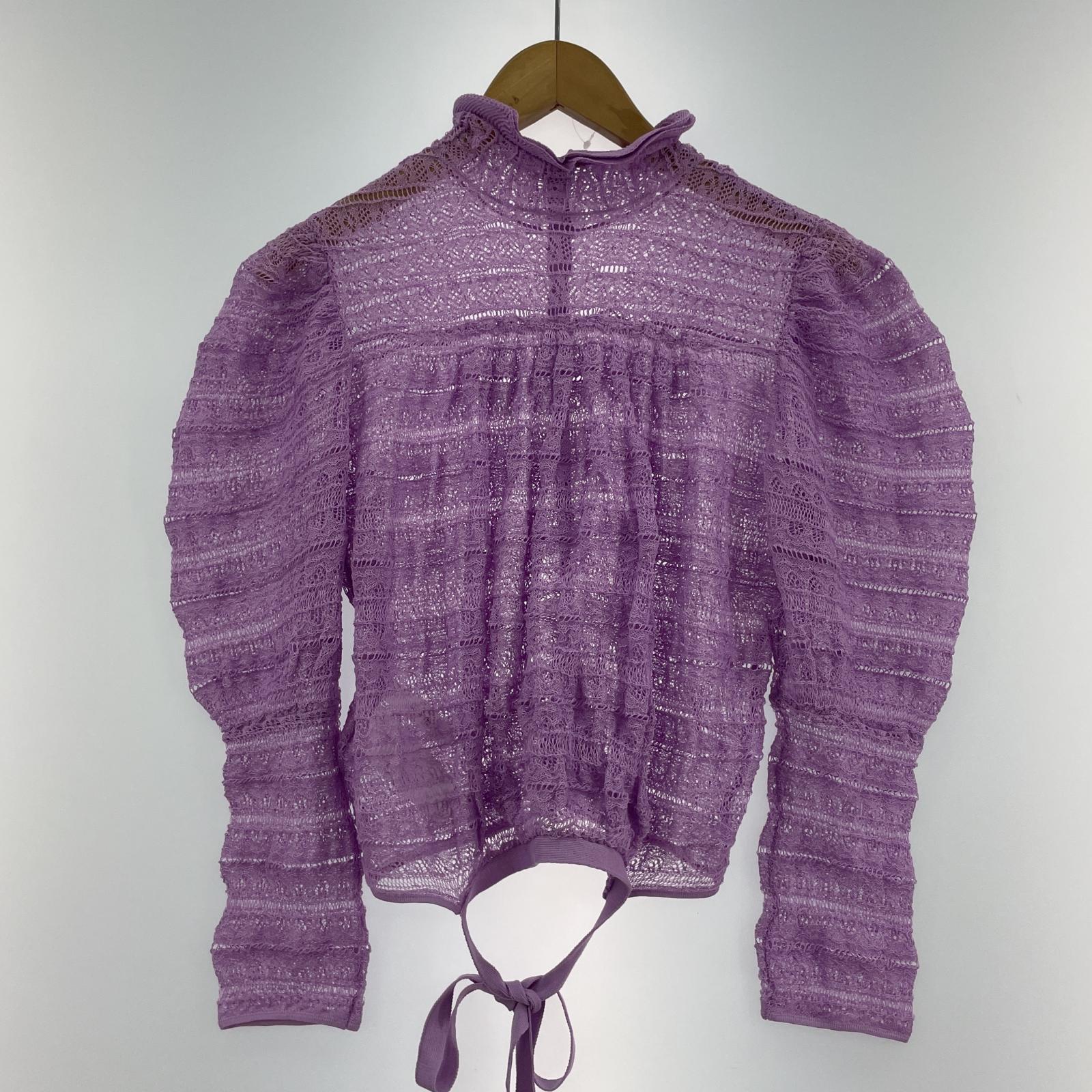 その他トップス AMERI L/S レースニットブラウス パープル F パープル