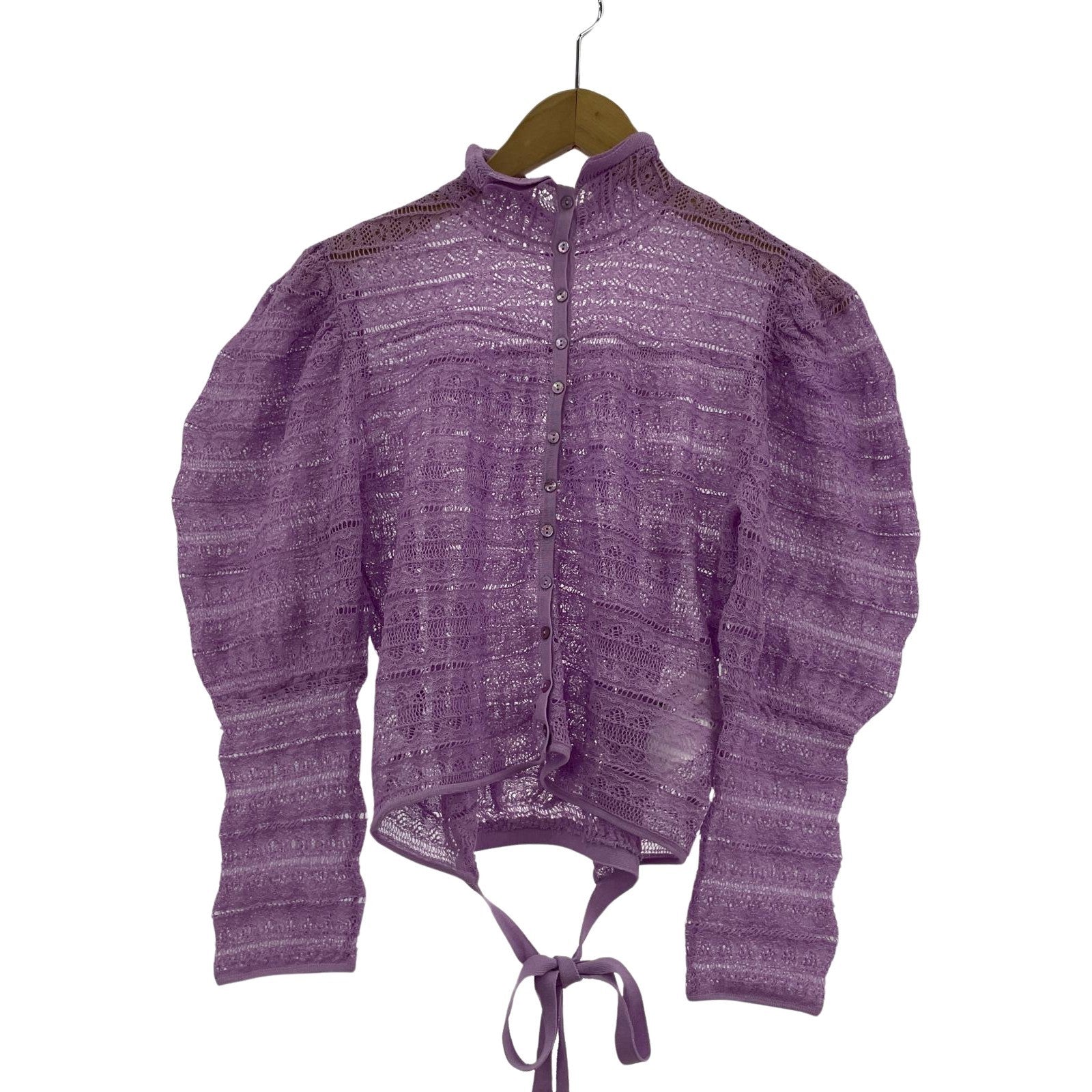 その他トップス AMERI L/S レースニットブラウス パープル F パープル