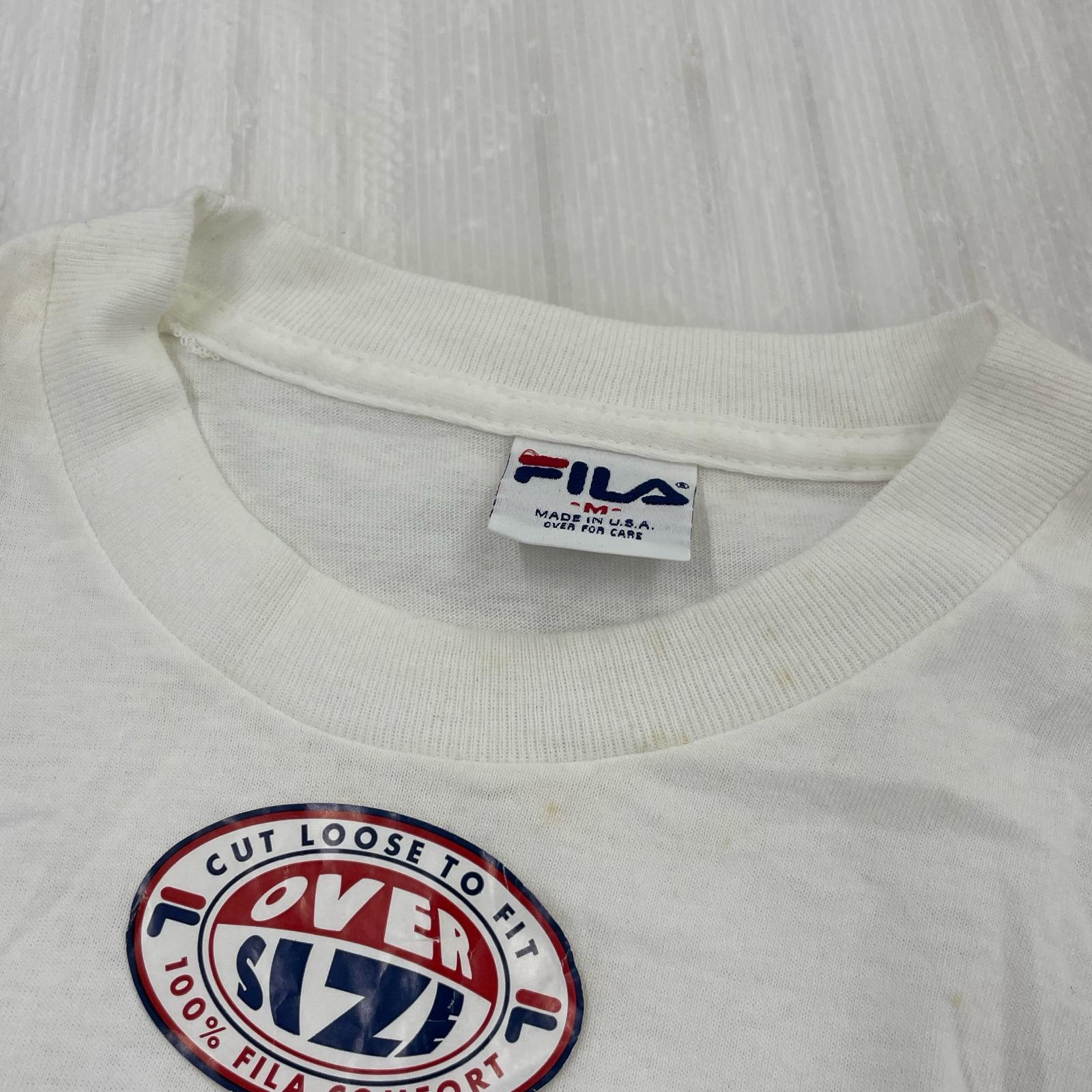 その他トップス FILA 98年 USA製 イタリア代表 S/SプリントTee 白 M ホワイト