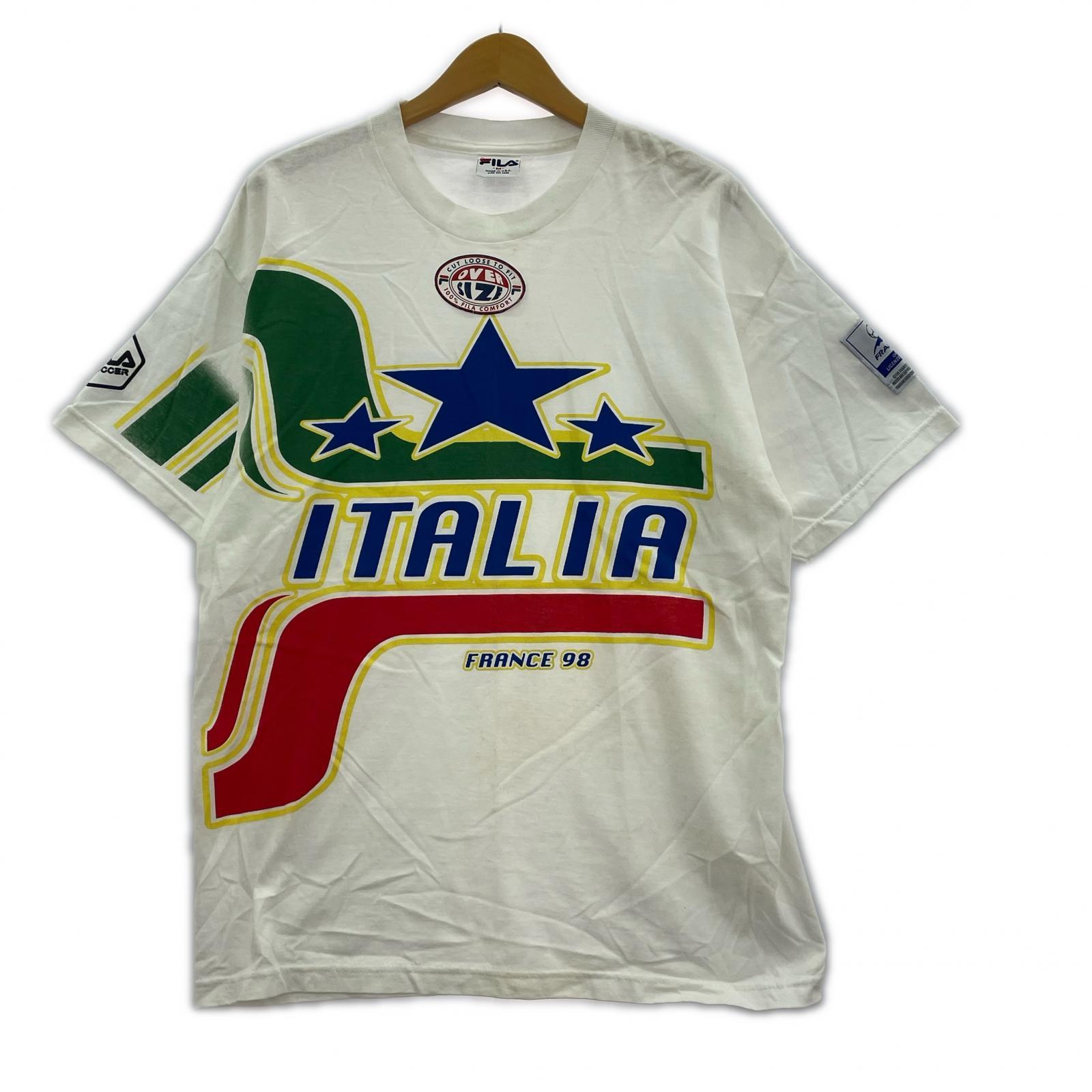 その他トップス FILA 98年 USA製 イタリア代表 S/SプリントTee 白 M ホワイト