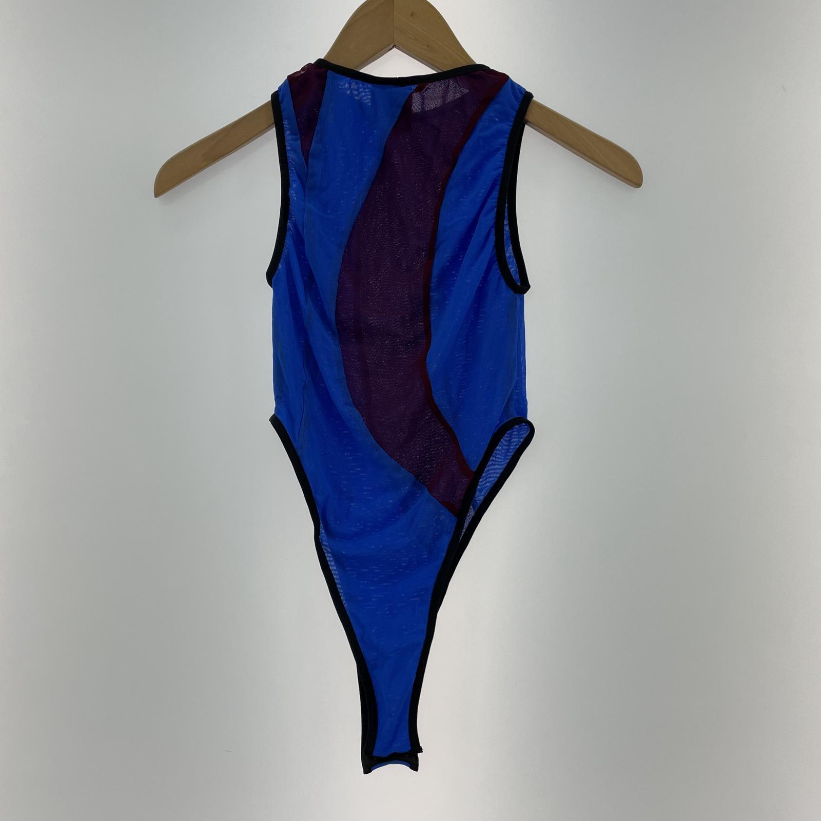 その他トップス Christiana Hadjipapa BLUE&BURGUNDY LEOTARD ボディスーツ S ブルー S ブルー