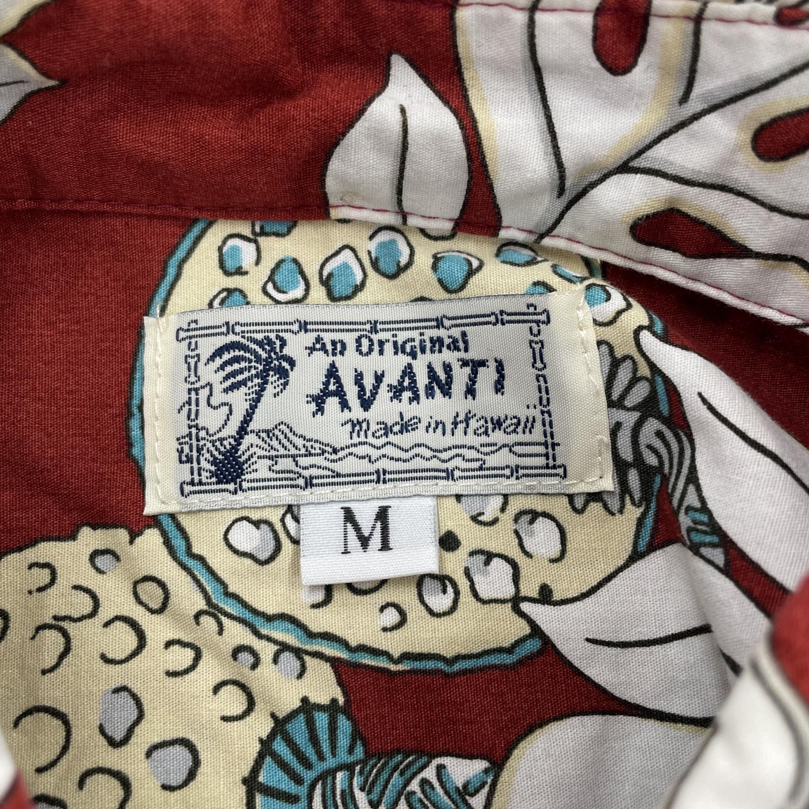 長袖シャツ Avanti BDボタニカル半袖シャツ(M)赤 M