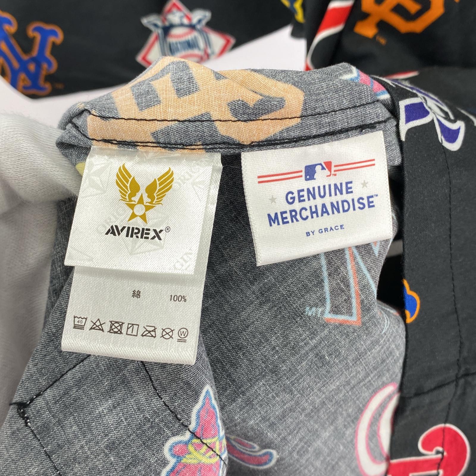 長袖シャツ AVIREX×MBL 総柄開襟シャツ 黒 L ブラック