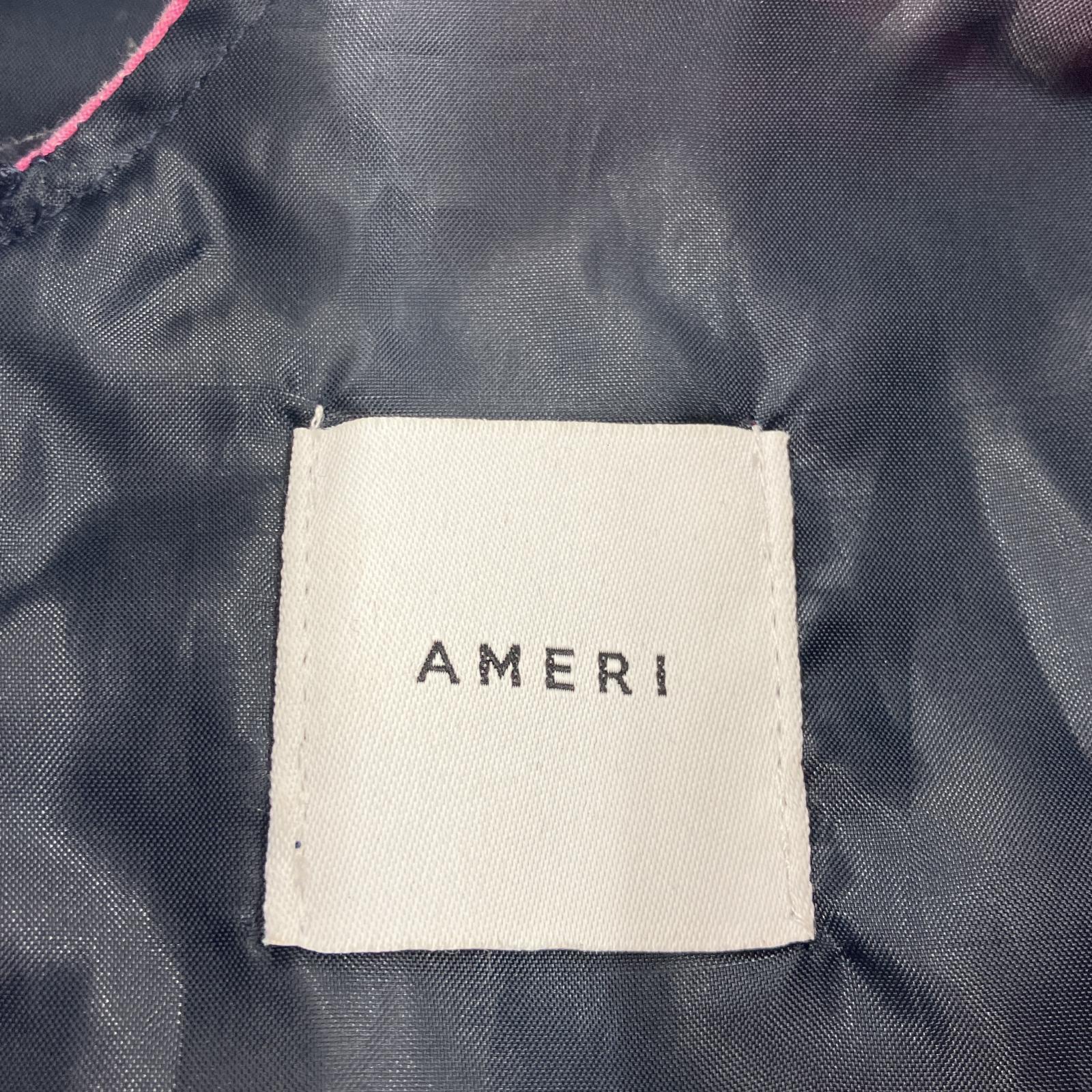 ワンピース AMERI 花柄/ウエストリボンN/Sワンピース 紺 ブラック