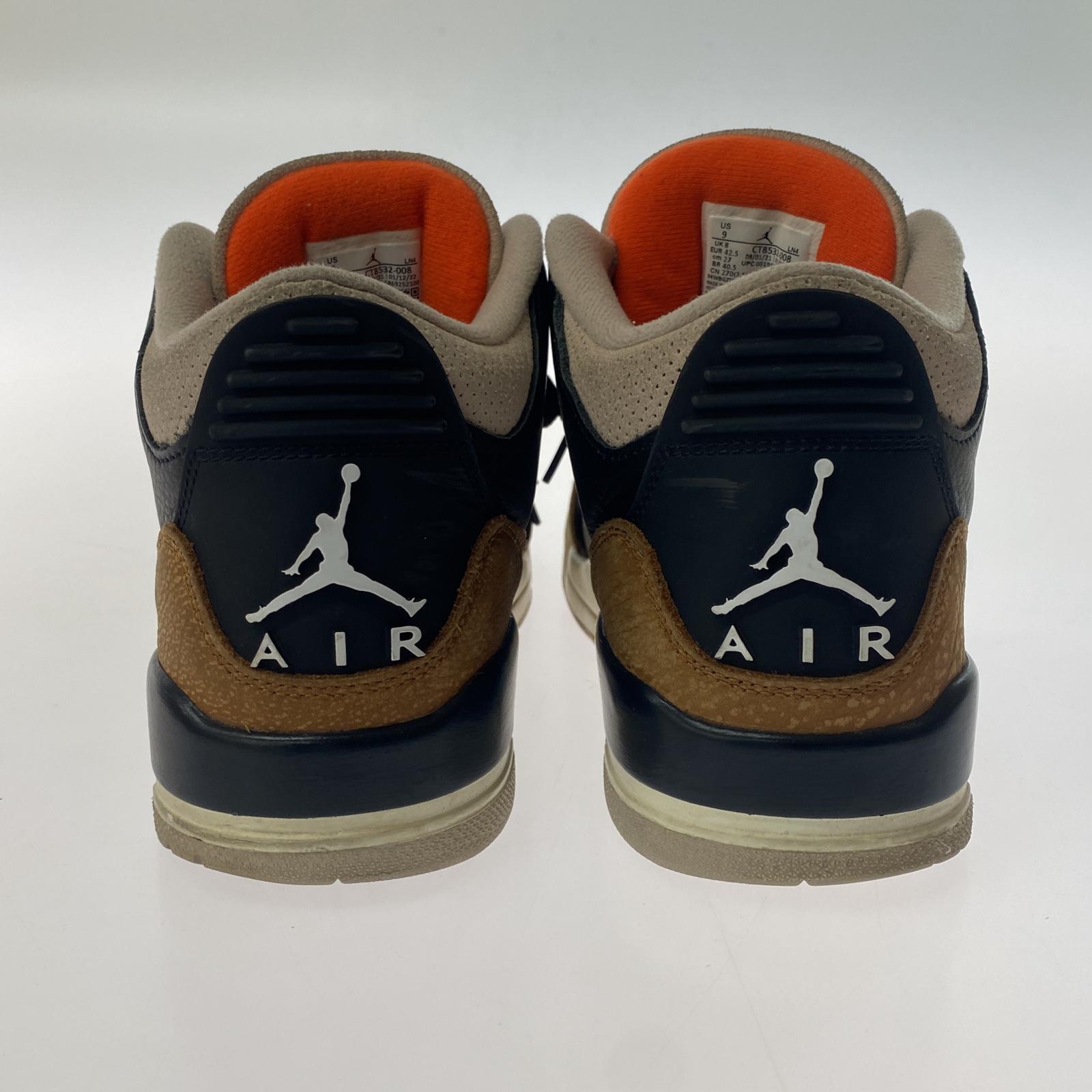 スニーカー NIKE AIR JORDAN 3 RETORO Desert Elephant 27.0cm ブラック