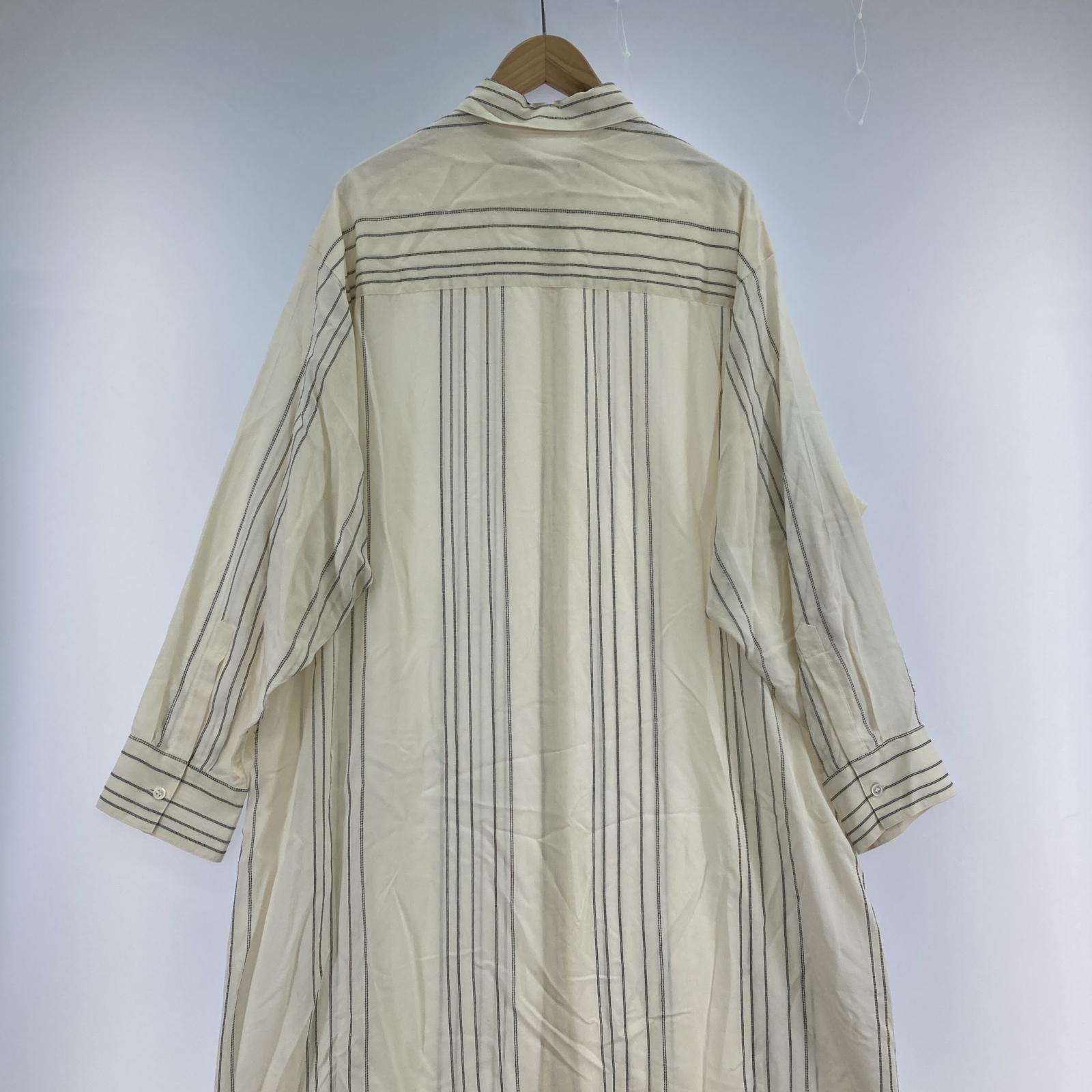 その他トップス AP STUDIO/LSストライプ ロングシャツワンピース/38/WHT ベージュ