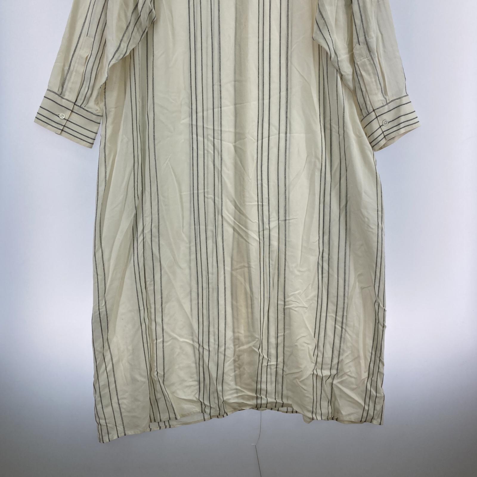 その他トップス AP STUDIO/LSストライプ ロングシャツワンピース/38/WHT ベージュ