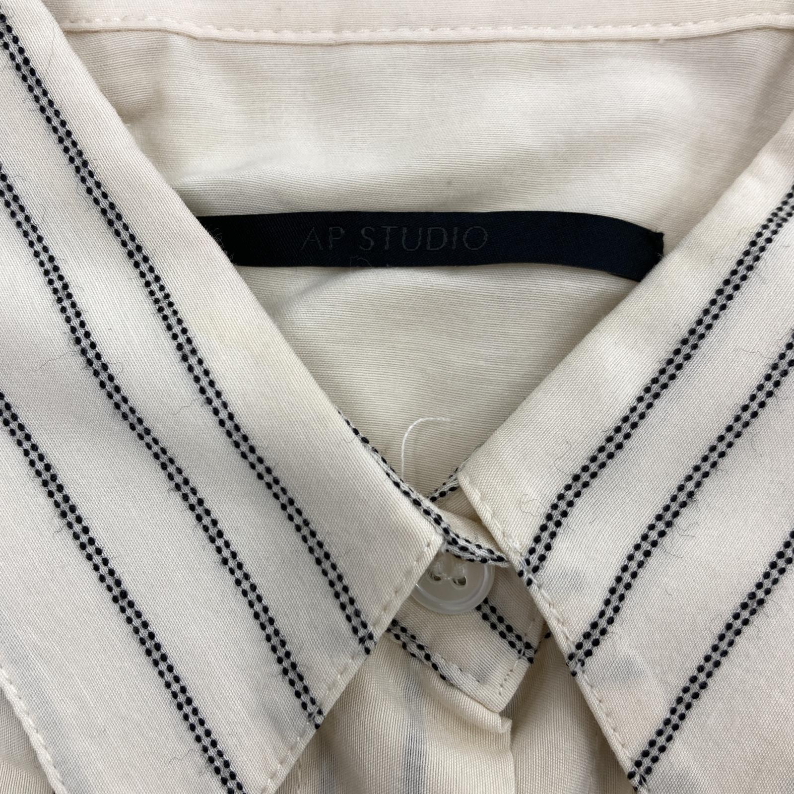 その他トップス AP STUDIO/LSストライプ ロングシャツワンピース/38/WHT ベージュ