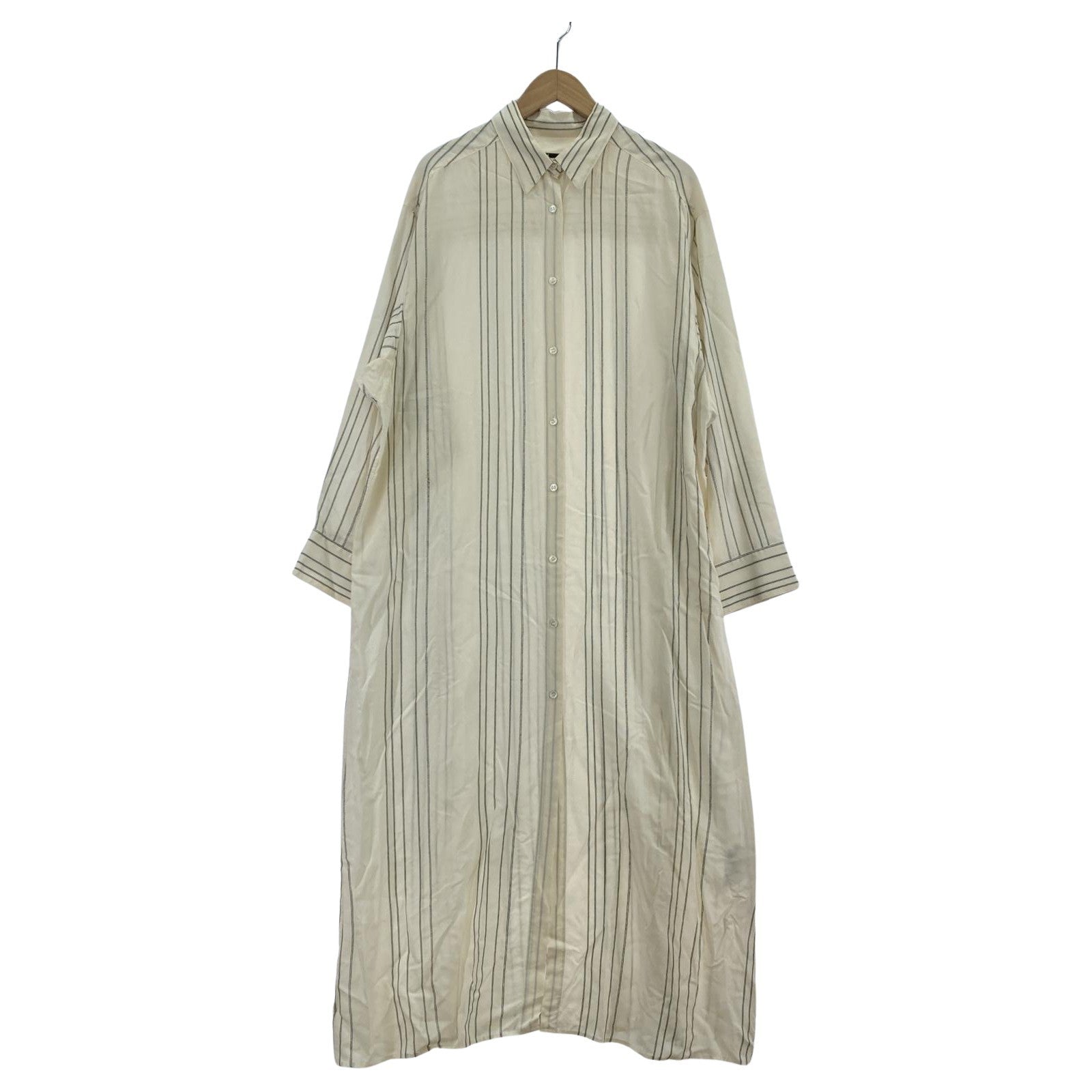 その他トップス AP STUDIO/LSストライプ ロングシャツワンピース/38/WHT ベージュ