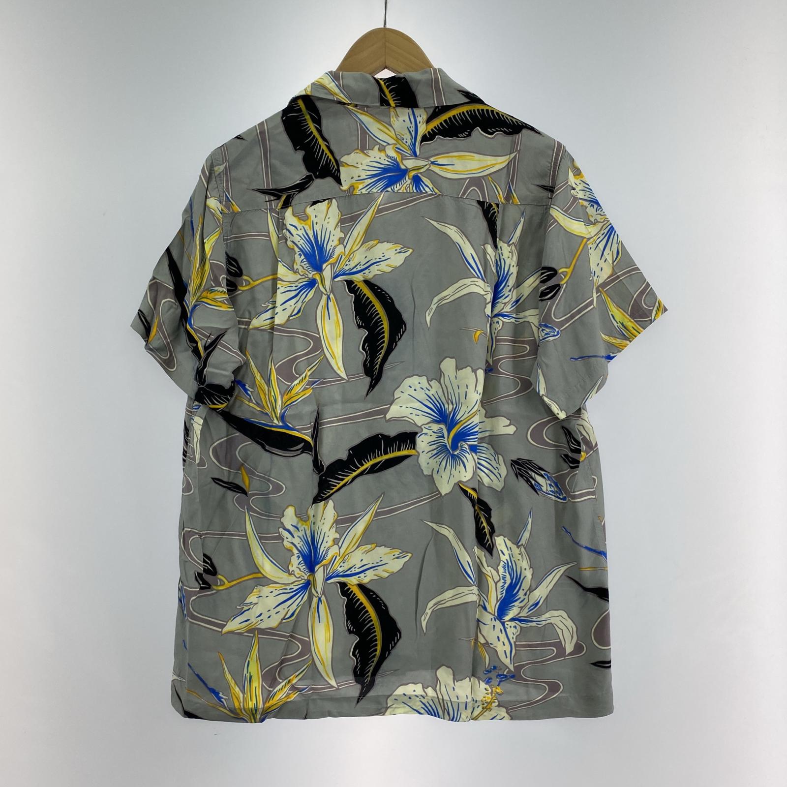 長袖シャツ WACKO MARIA 百花図 レーヨンアロハシャツ グレ S