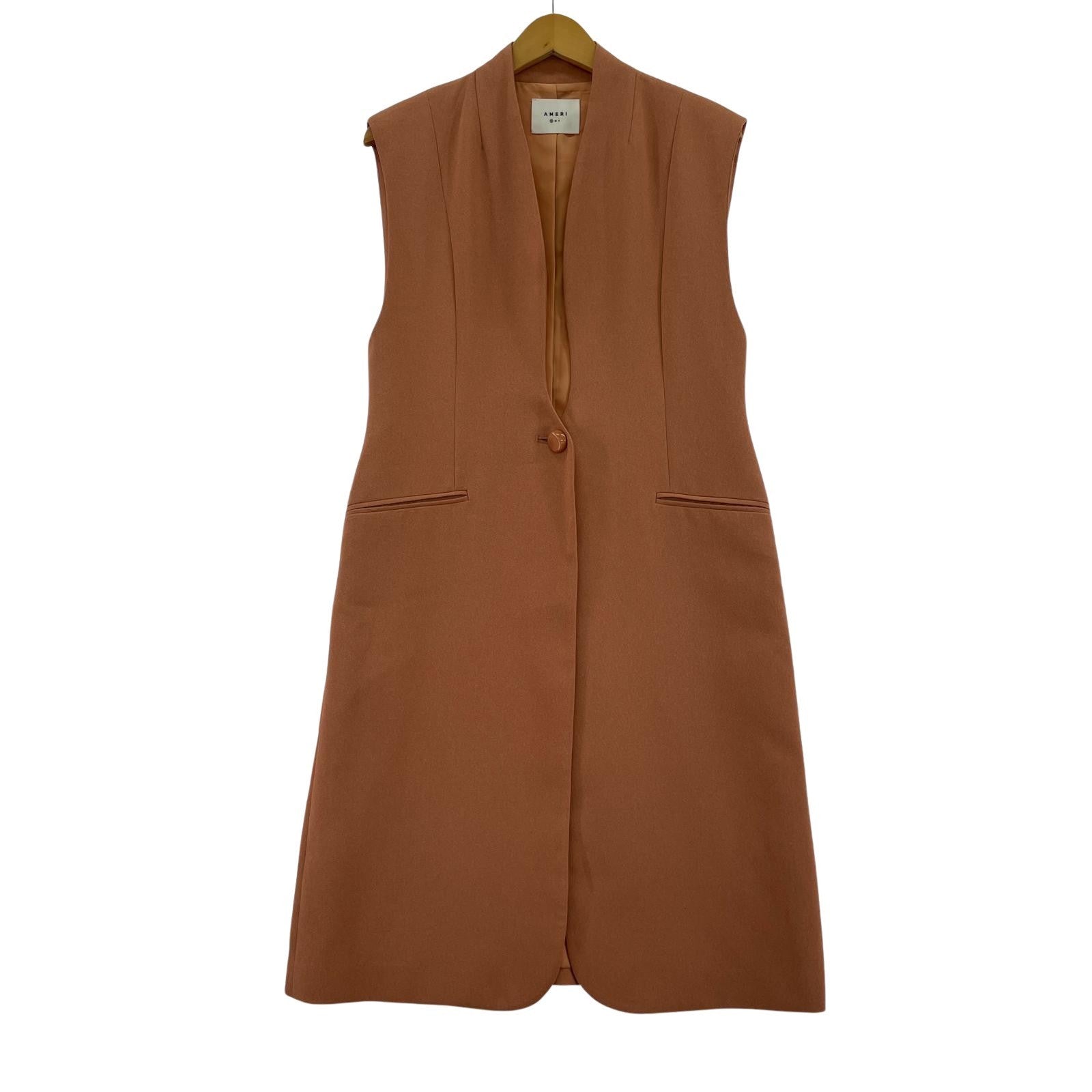 その他アウター AMERI WAVE COLLAR ANGULAR VEST S S ピンク