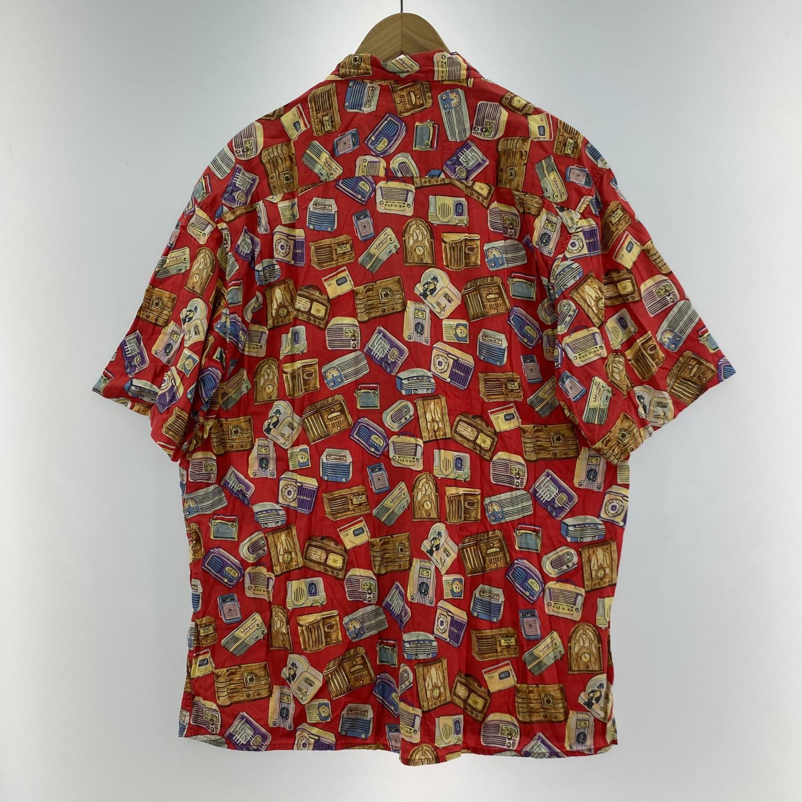 長袖シャツ reyn spooner ラジオ柄アロハシャツ(L)赤 L レッド
