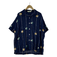 長袖シャツ BACKERS 総柄S/Sシャツ L L ネイビー