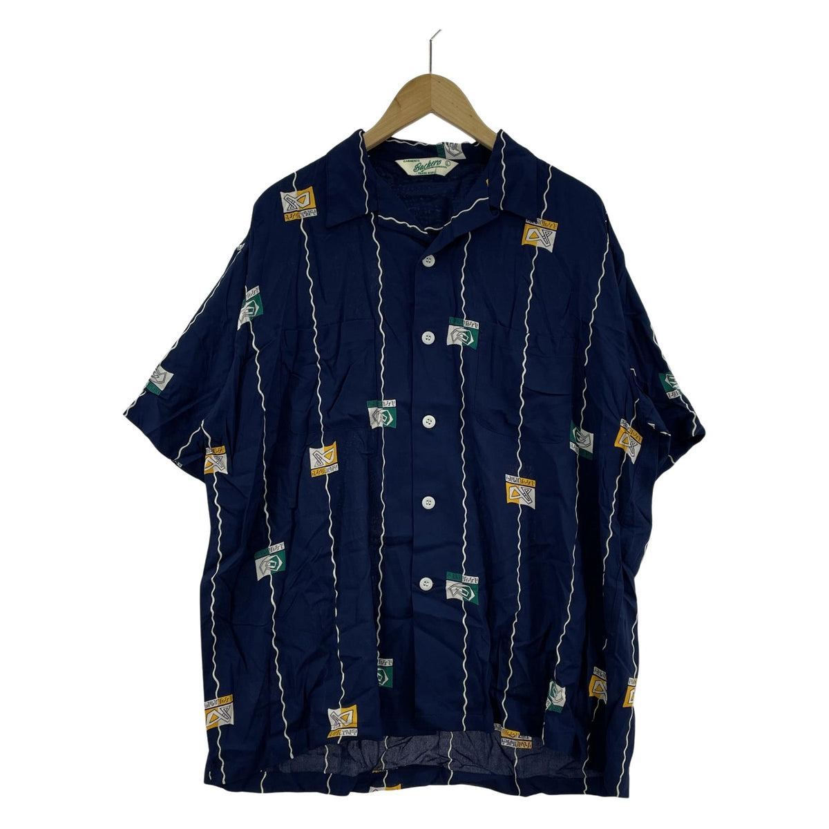 長袖シャツ BACKERS 総柄S/Sシャツ L L ネイビー