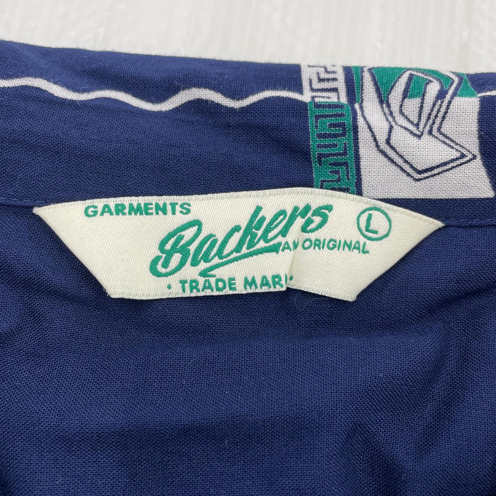 長袖シャツ BACKERS 総柄S/Sシャツ L L ネイビー