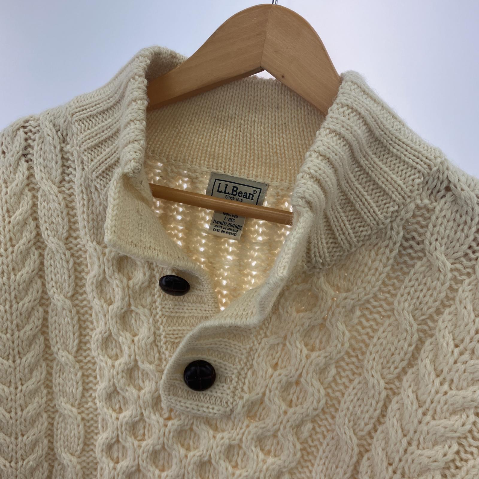 その他トップス L.L.Bean ハーフボタン フィッシャーマンニット L ホワイト