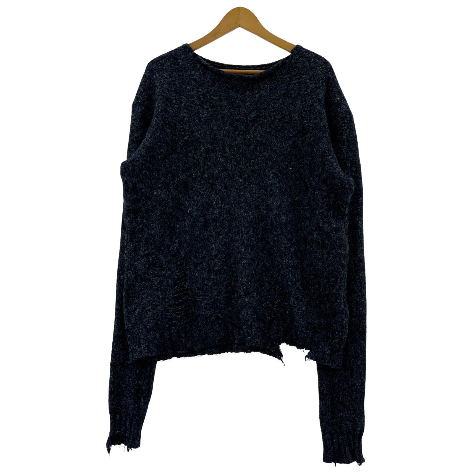 その他トップス 3D soft texture decorative const SILKY DAMAGE KNIT L L ブルー