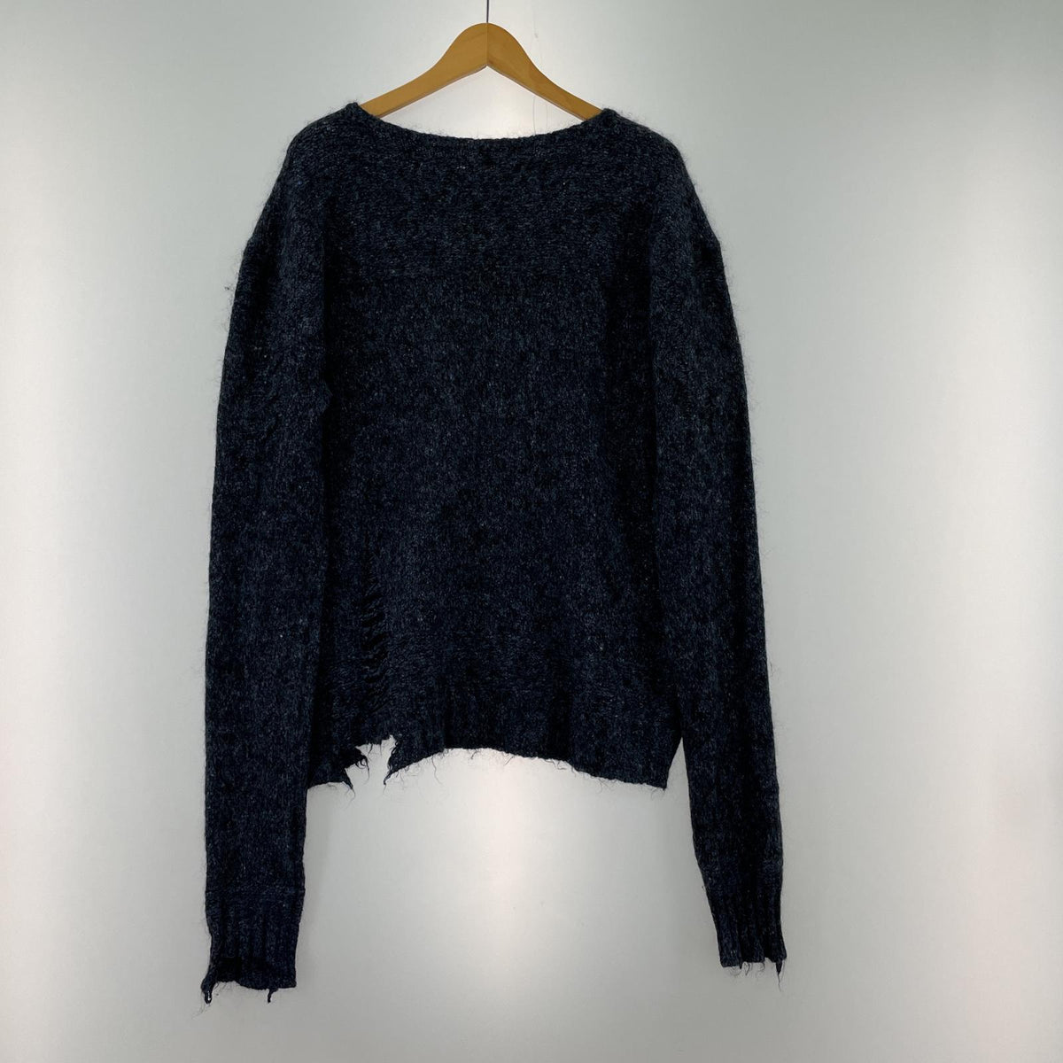 その他トップス 3D soft texture decorative const SILKY DAMAGE KNIT L L ブルー