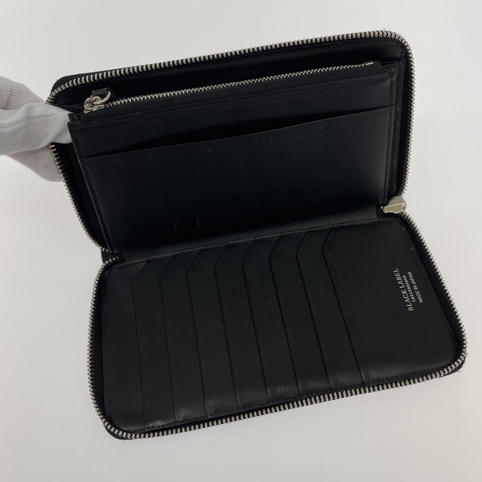 コインケース BLACK LABEL CRESTBRIDGE ラウンドジップウォレット ブラック