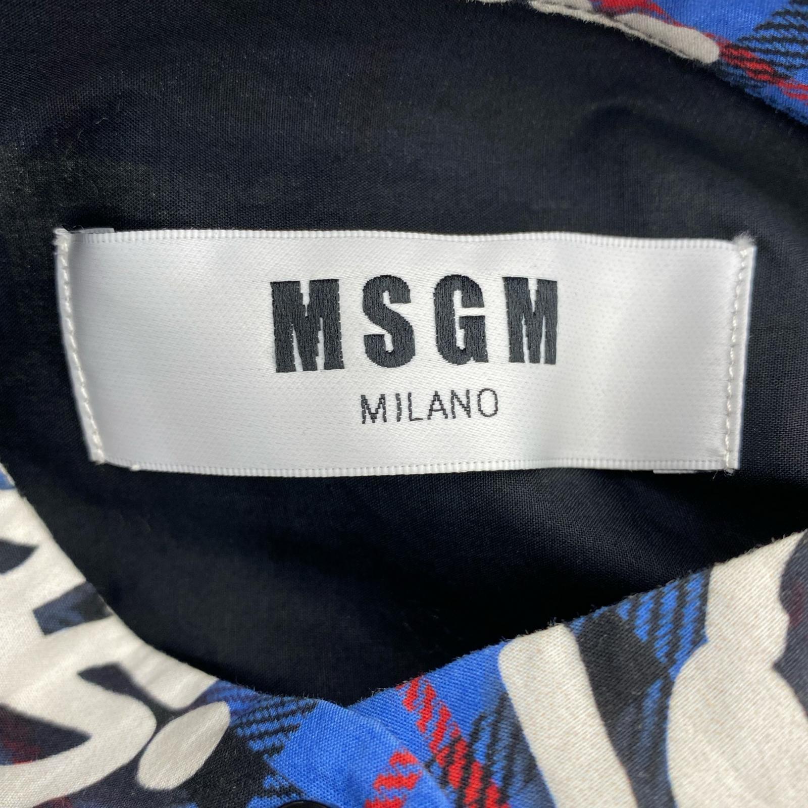 長袖シャツ MSGM プリントLSシャツ ブルー