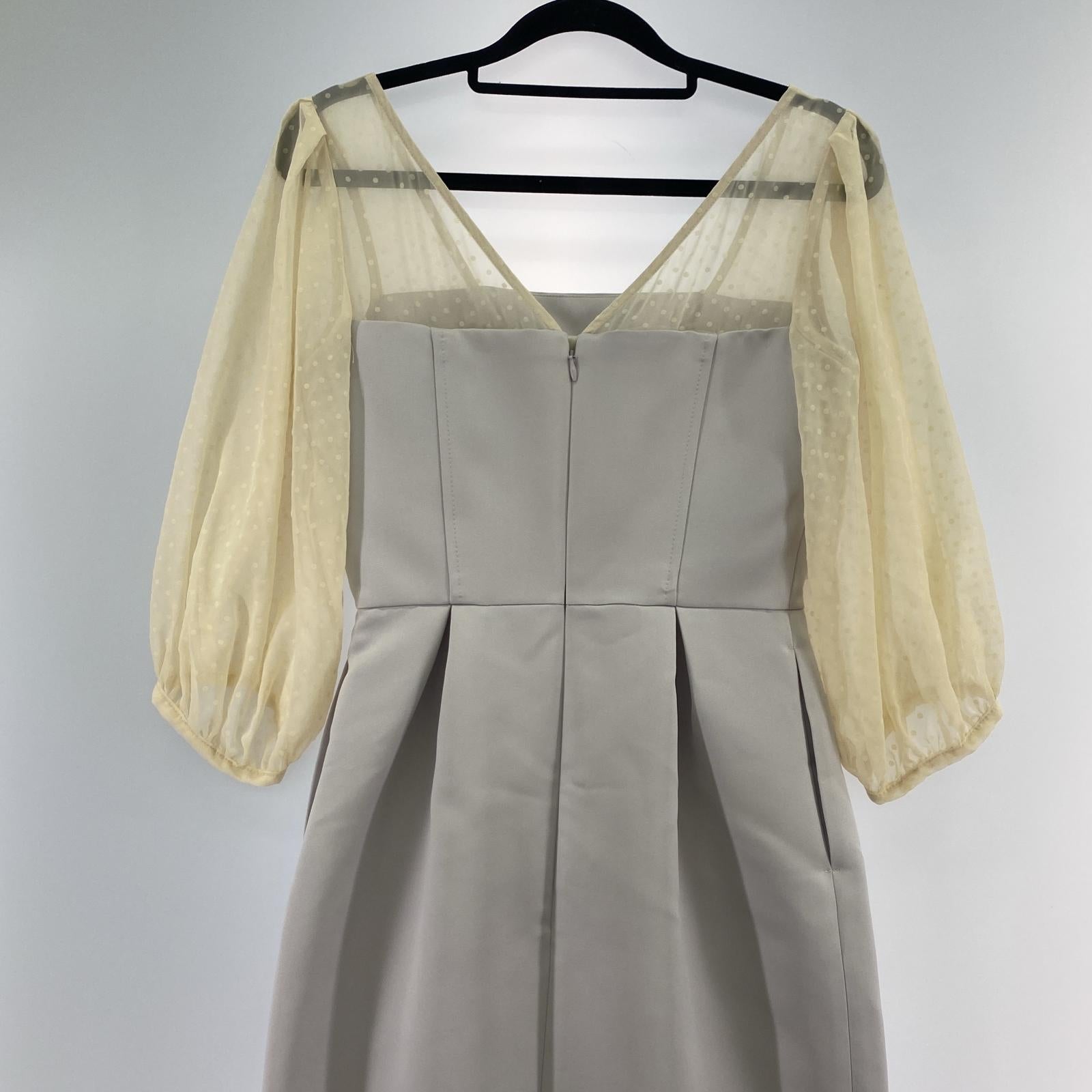 ワンピース LAGUNAMOON LADYシアードットスリーブタイトドレス/グレー S グレー