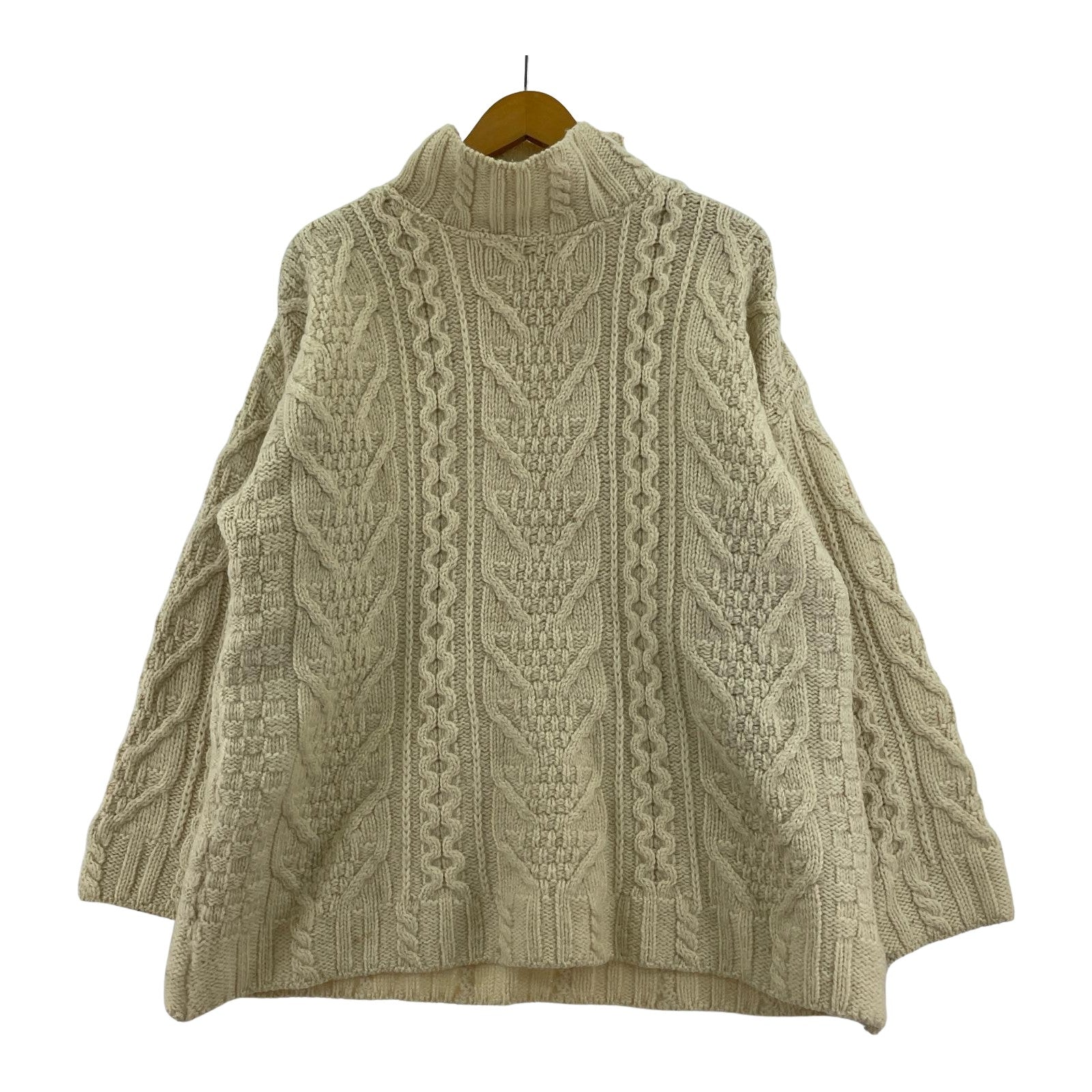 ニット ARAN CRAFTS アイルランド製 フィッシャーマン ニットセーター 白 L ホワイト