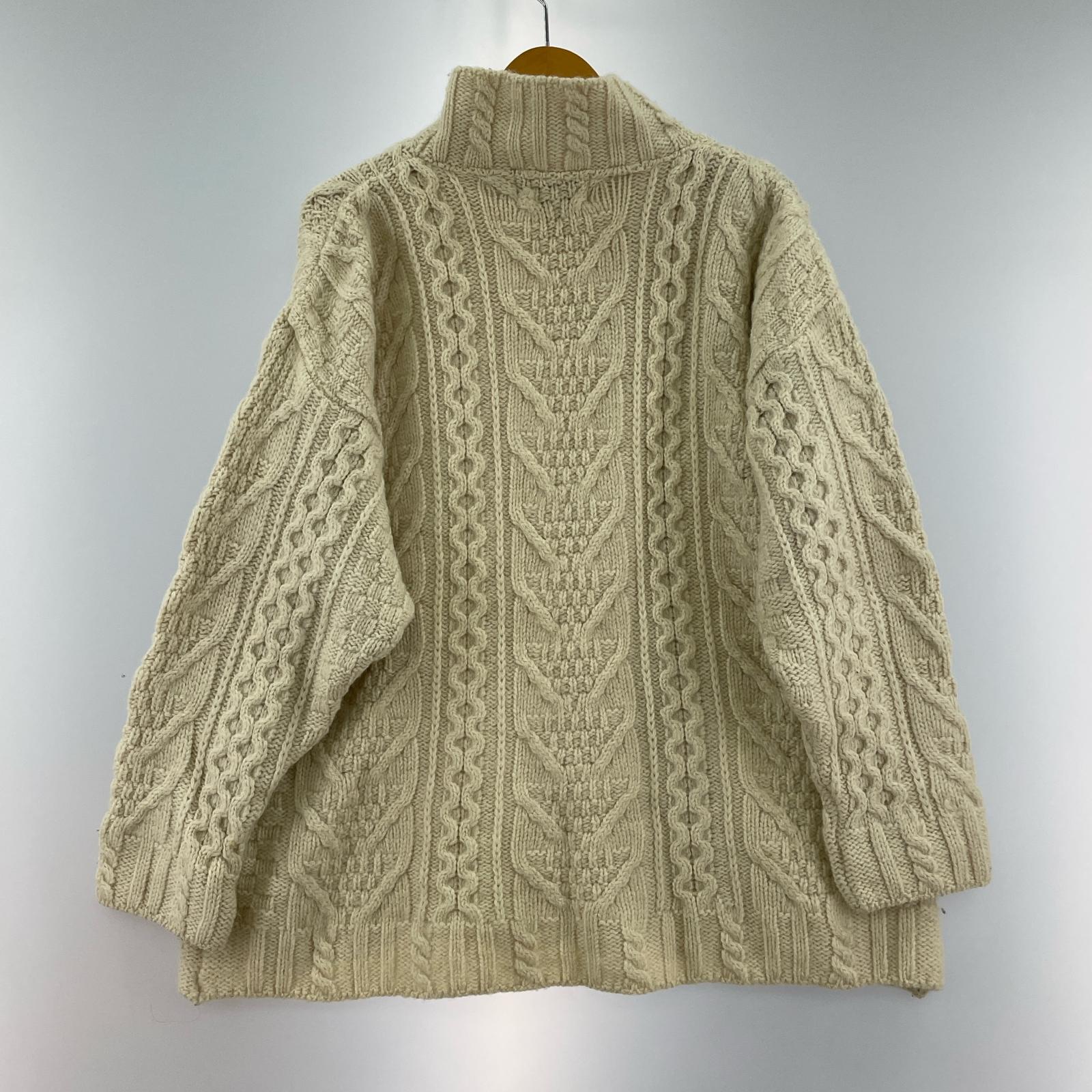 ニット ARAN CRAFTS アイルランド製 フィッシャーマン ニットセーター 白 L ホワイト