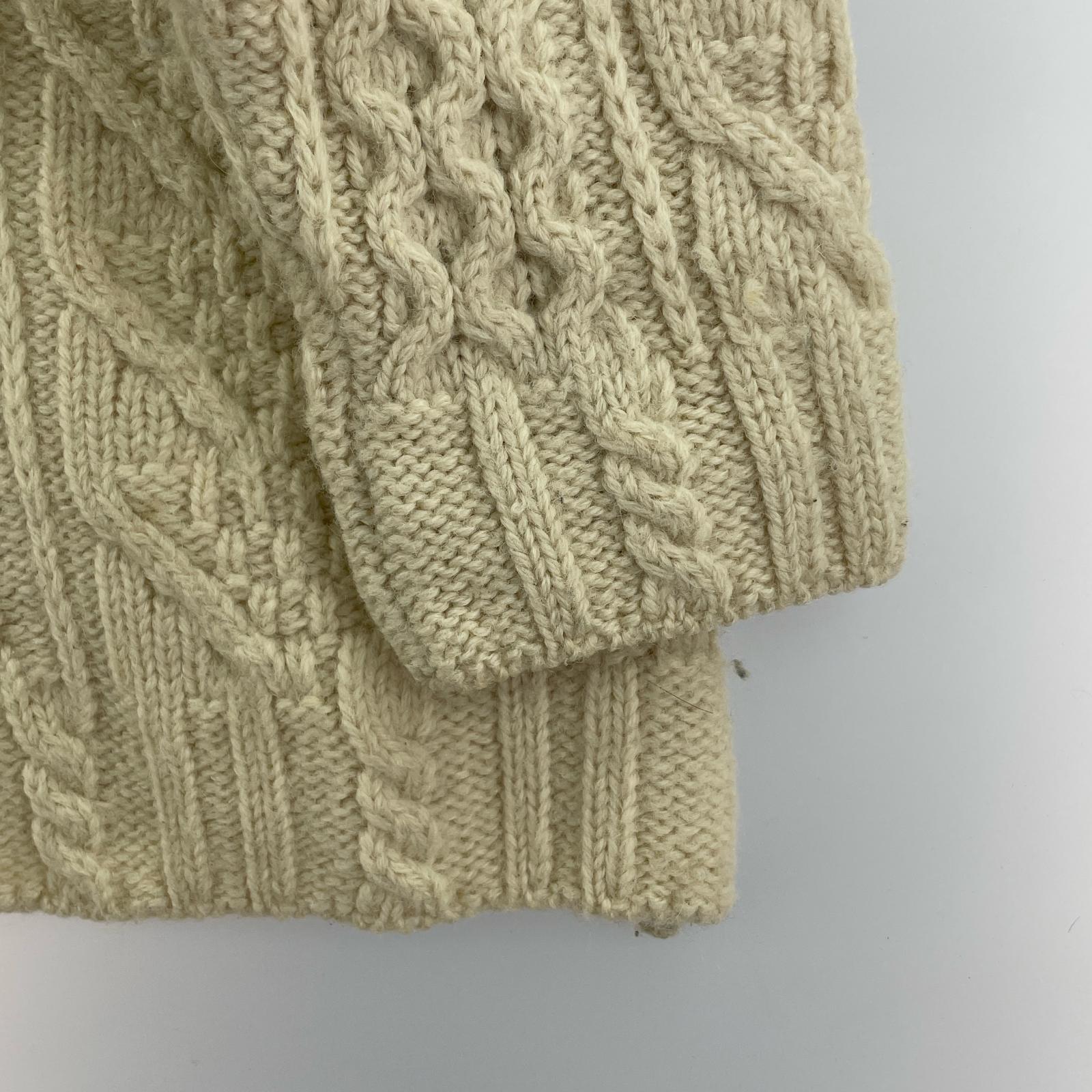 ニット ARAN CRAFTS アイルランド製 フィッシャーマン ニットセーター 白 L ホワイト