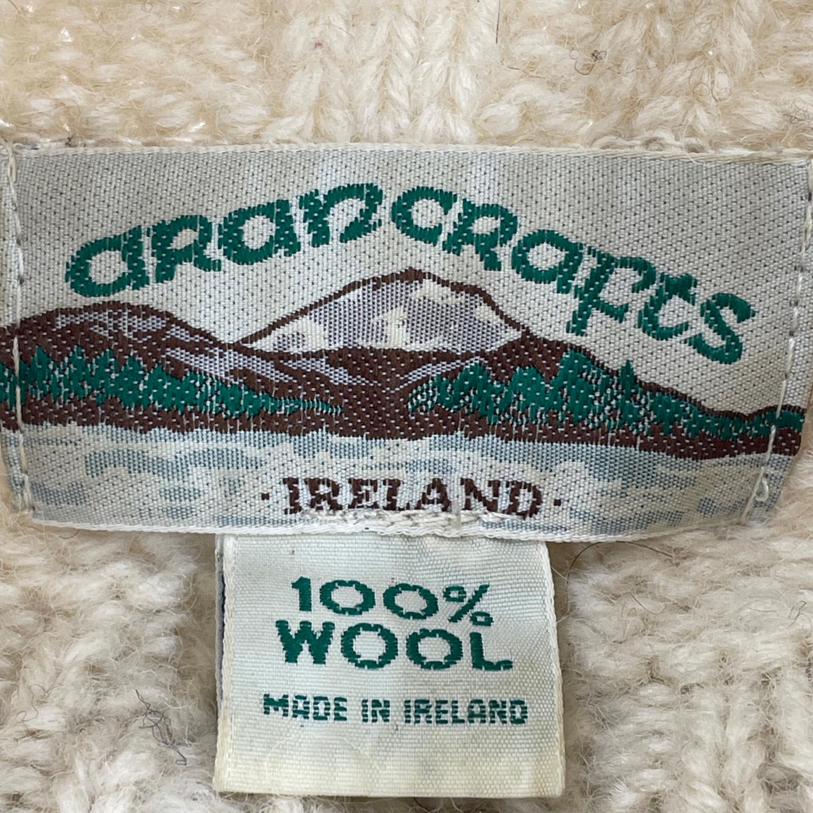 ニット ARAN CRAFTS アイルランド製 フィッシャーマン ニットセーター 白 L ホワイト