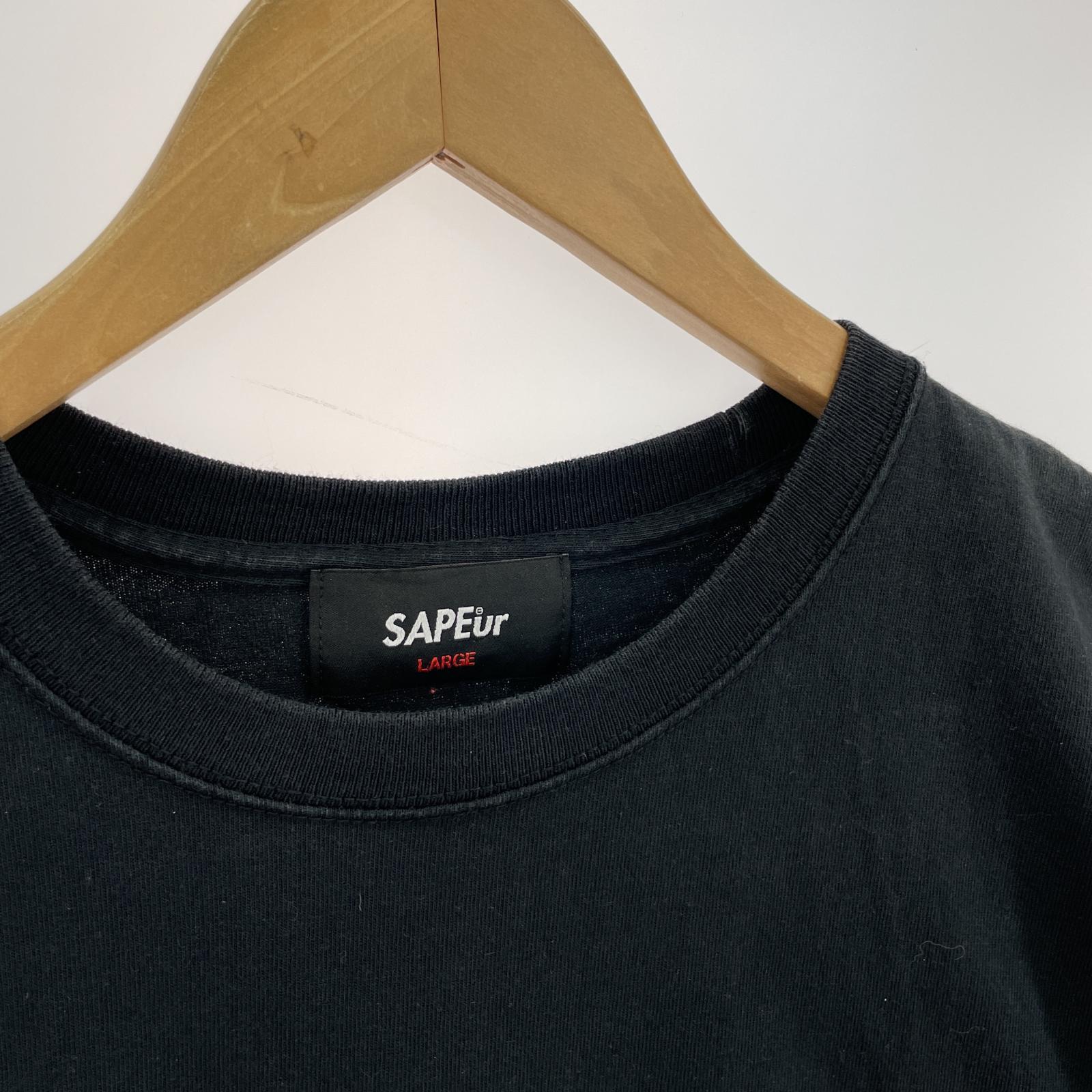 その他トップス SAPeur S/Sプリントカットソー L BLK L ブラック