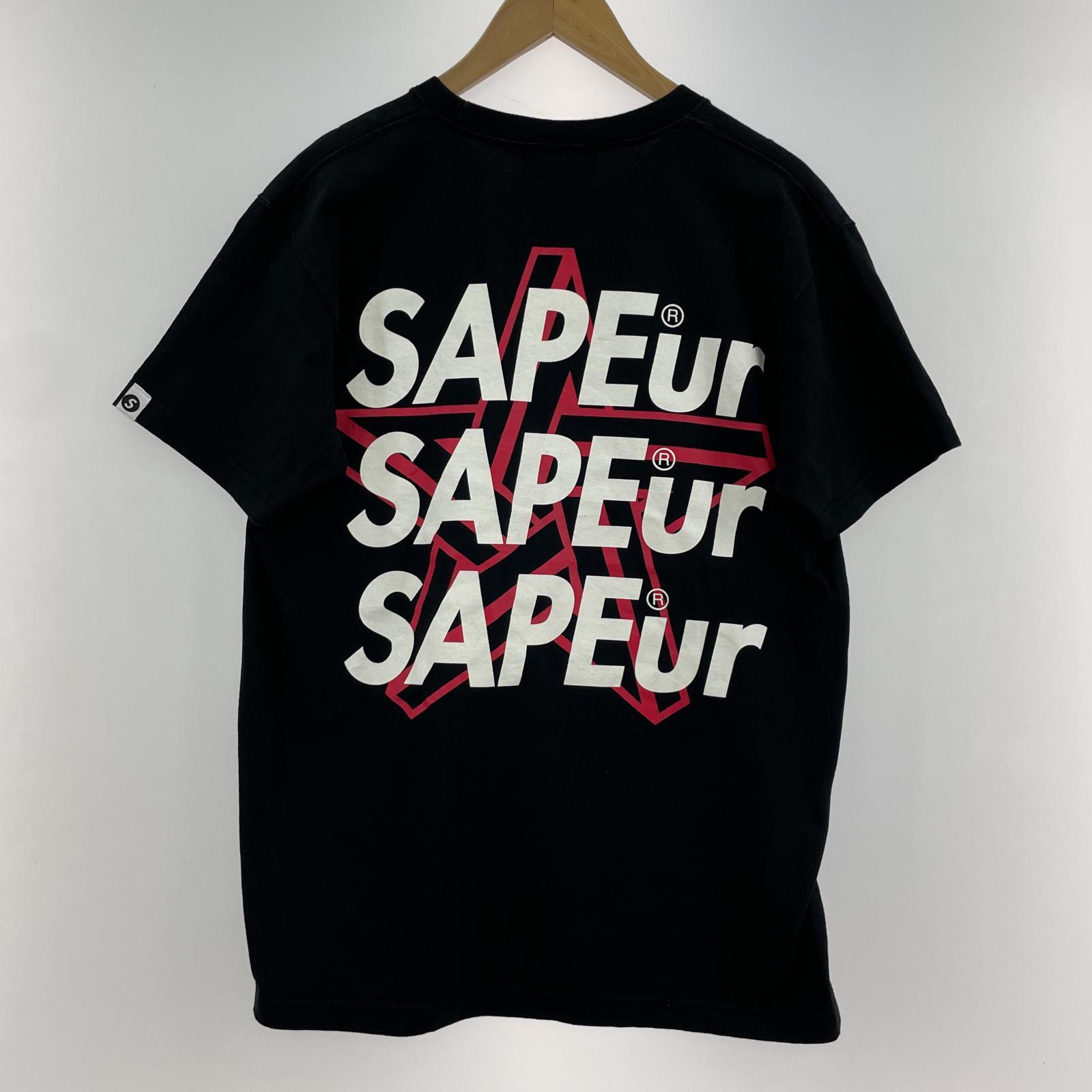 その他トップス SAPeur S/Sプリントカットソー L BLK L ブラック