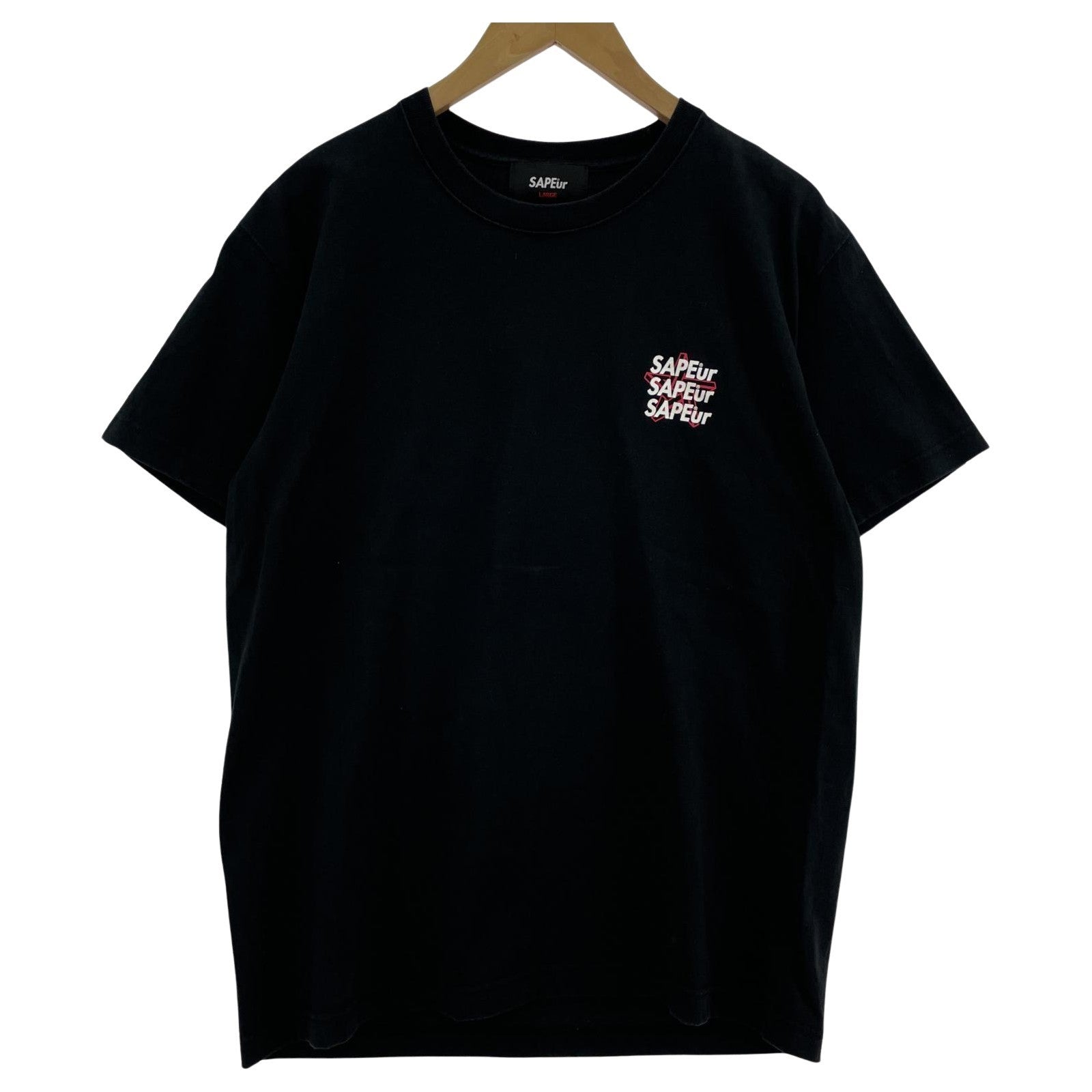 その他トップス SAPeur S/Sプリントカットソー L BLK L ブラック