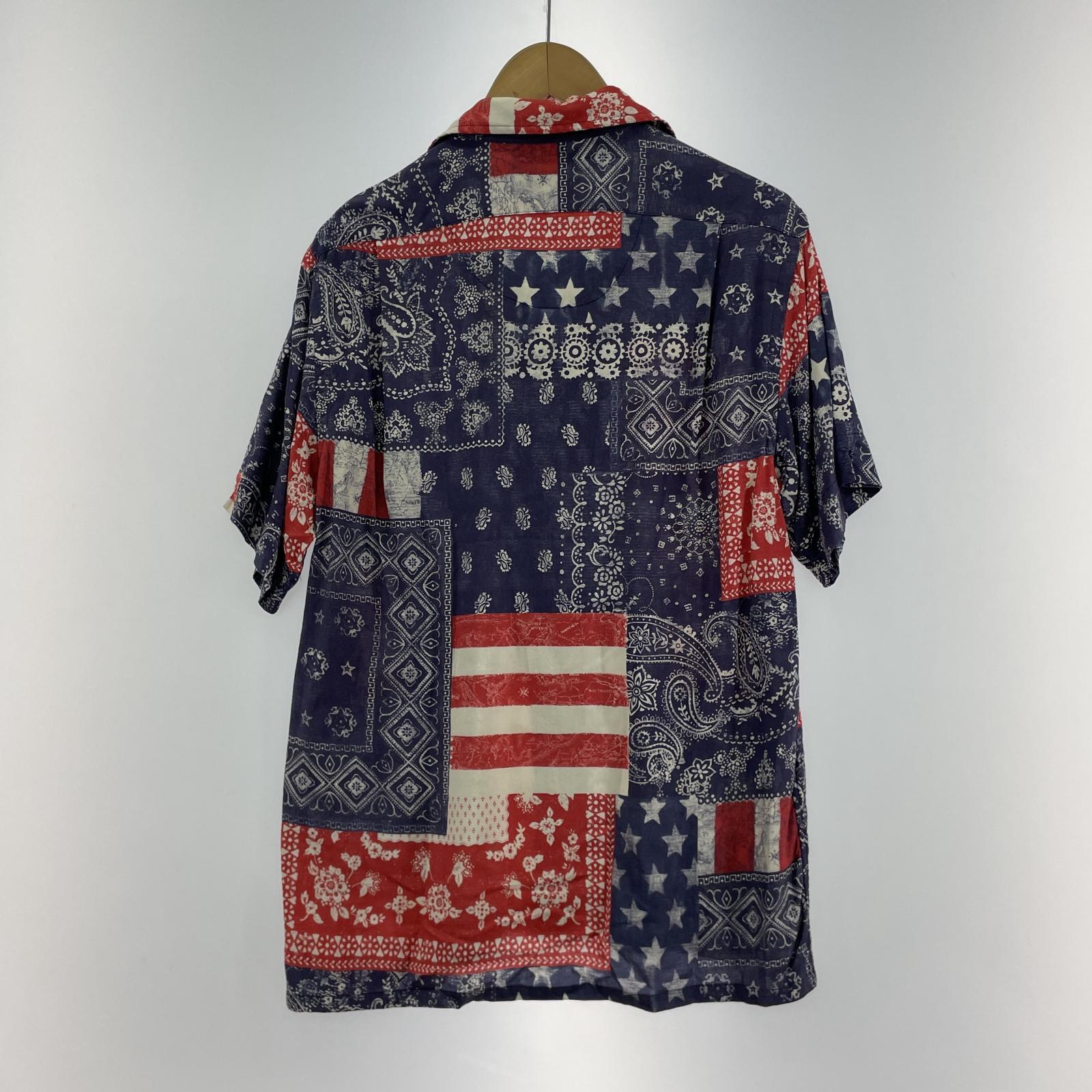 長袖シャツ POLO RALPH LAUREN S/S FLAG CAMP SHIRT 紺 (S) S ネイビー